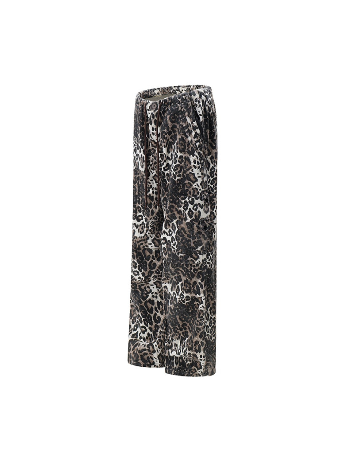 Leopard Print Pleated Drawstring Pants