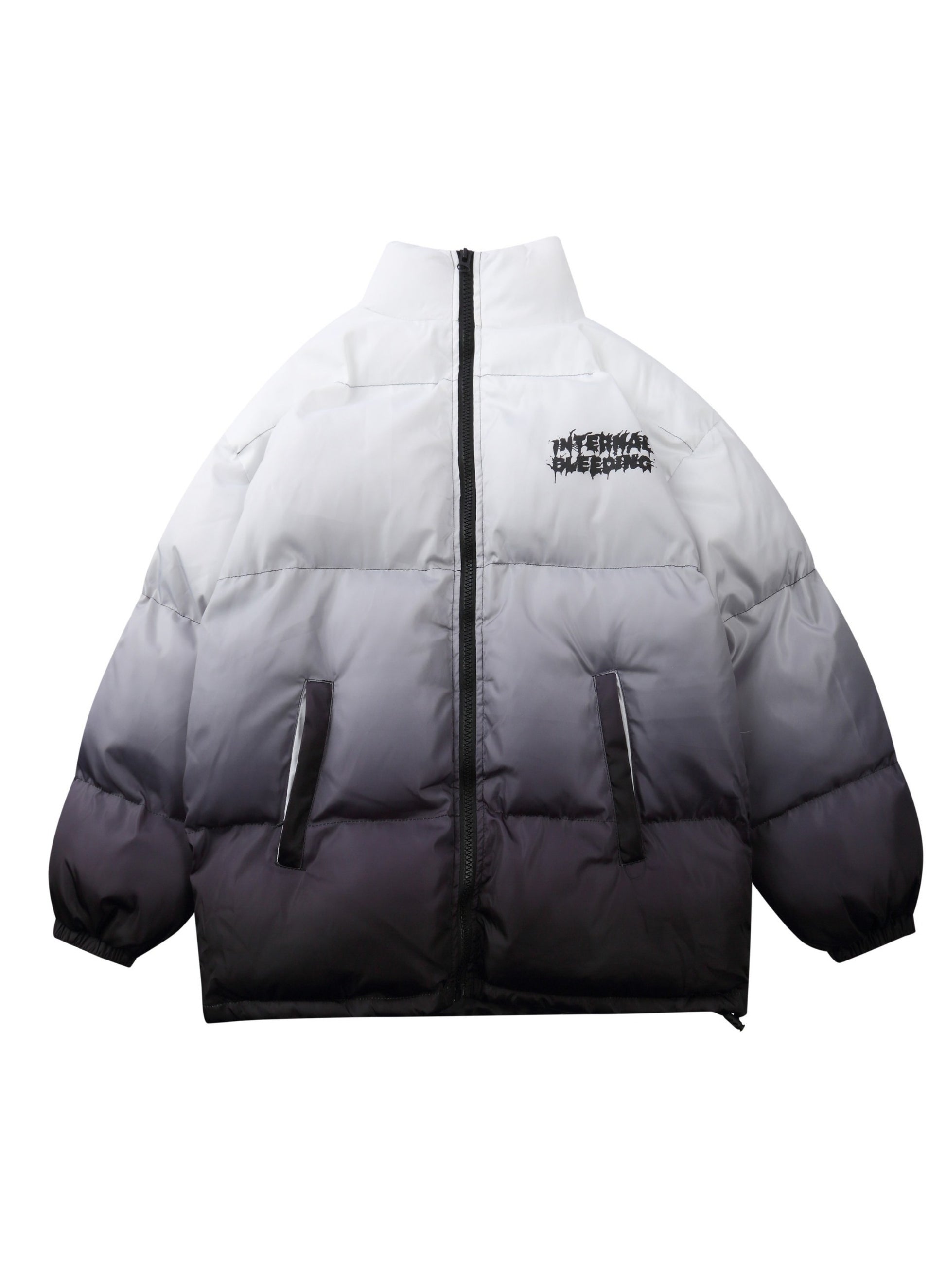 Gradient Blurred Stand Collar Coat