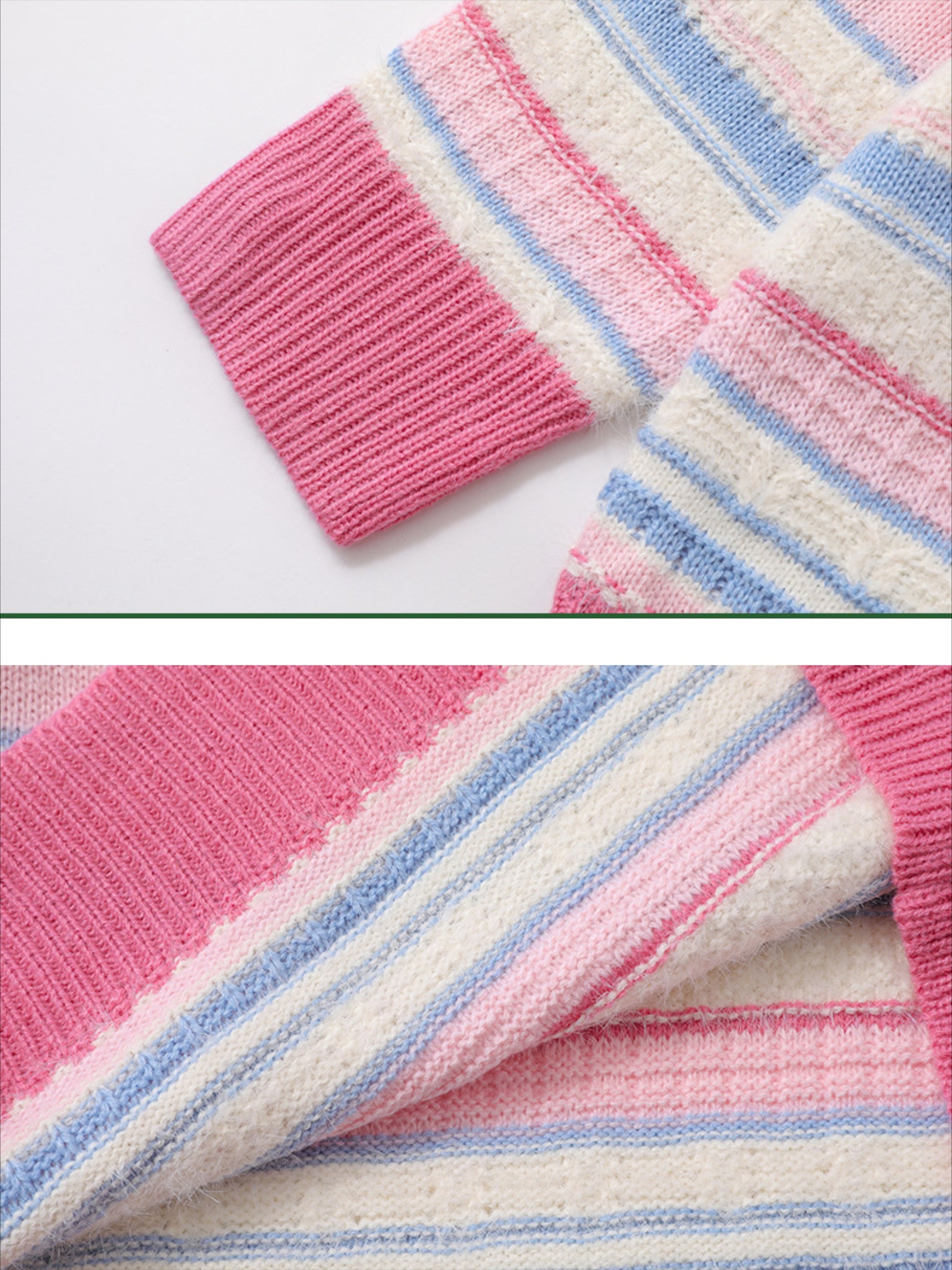 Rabbit Jacquard Bow Decorative Stripes Sweater