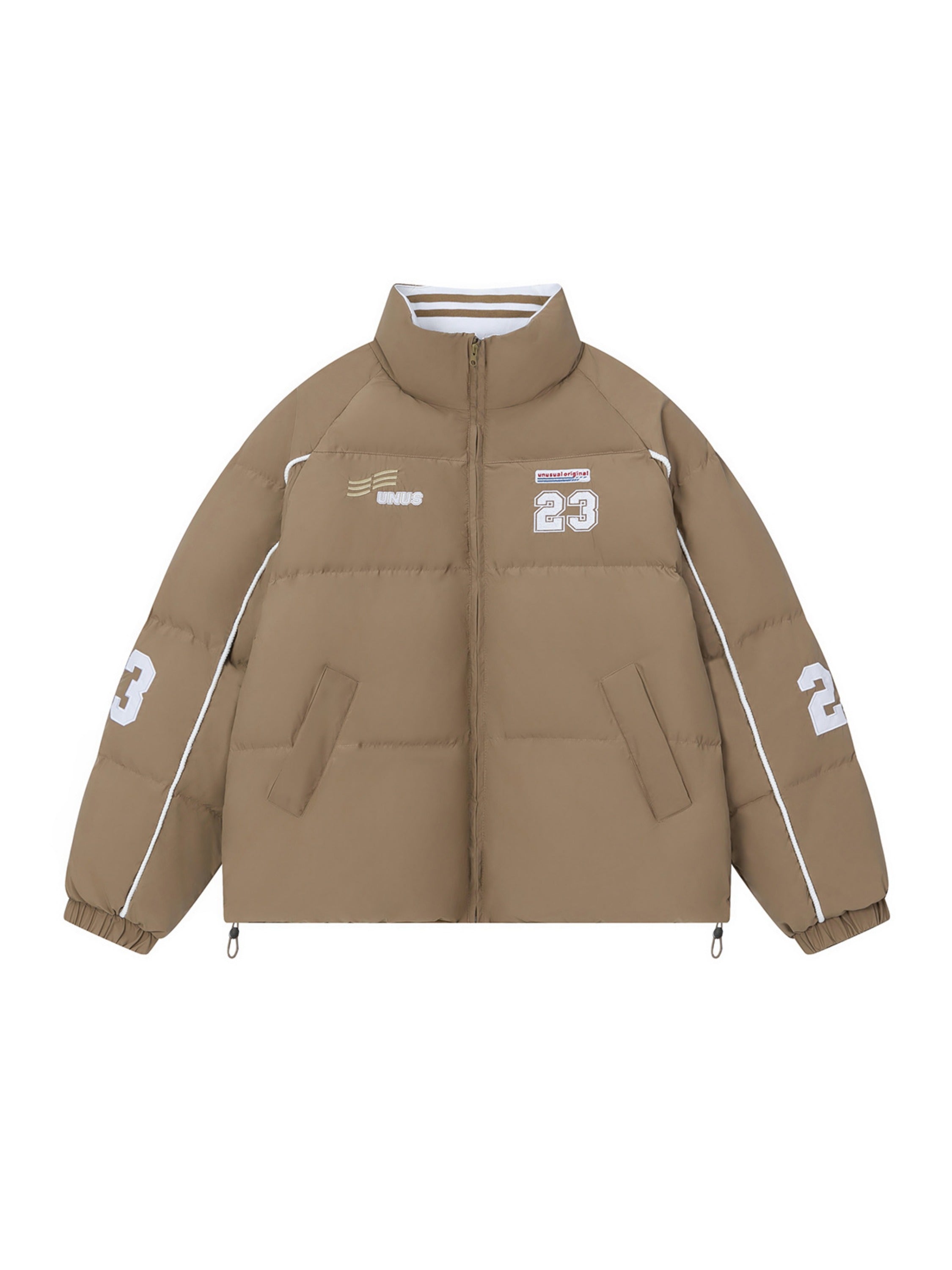 Vintage Alphabet Embroidery Zip-Up Coat