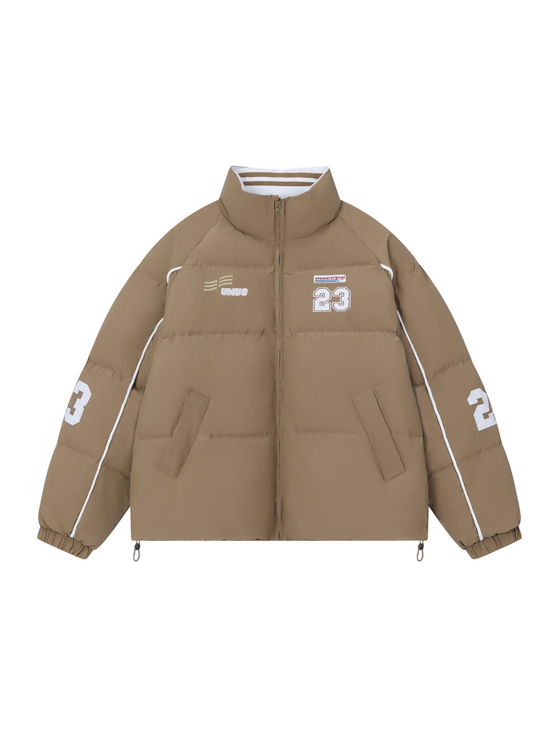 Vintage Alphabet Embroidery Zip-Up Coat