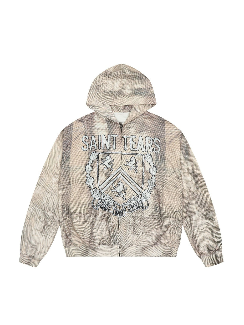 Branch Pattern Letter Print Hoodie
