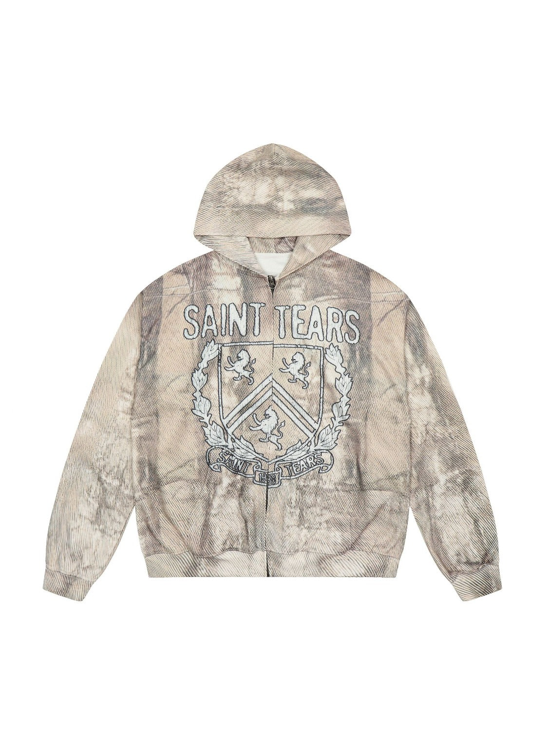 Branch Pattern Letter Print Hoodie