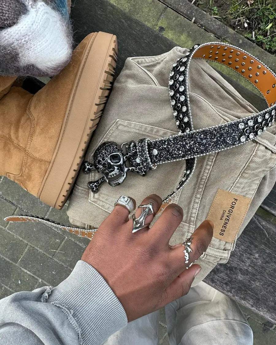 Disguisen Rhinestone Skull Belt