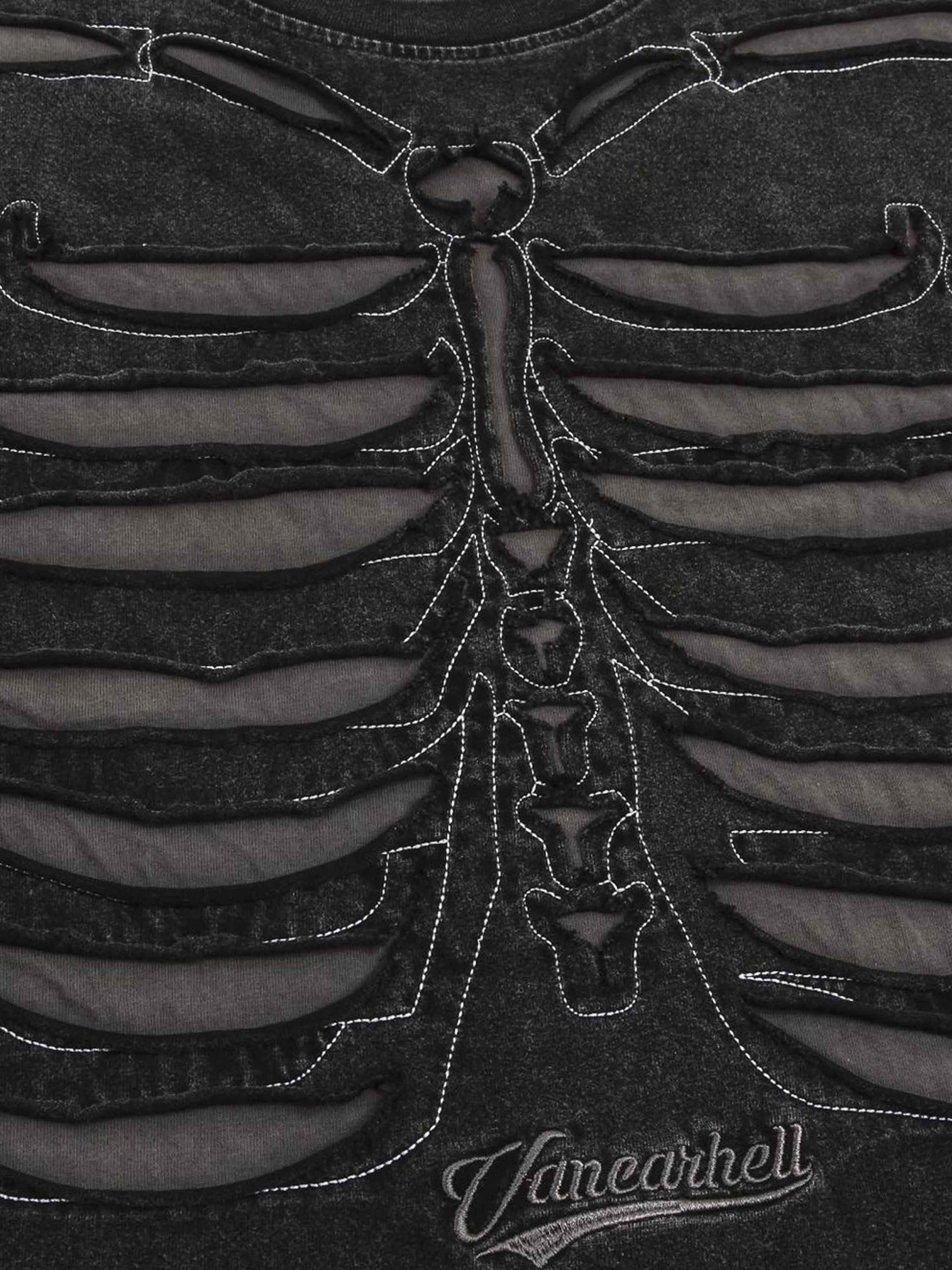 Disguisen American Street Dark Bones Washed Old Heavyweight Short-sleeved T-shirt