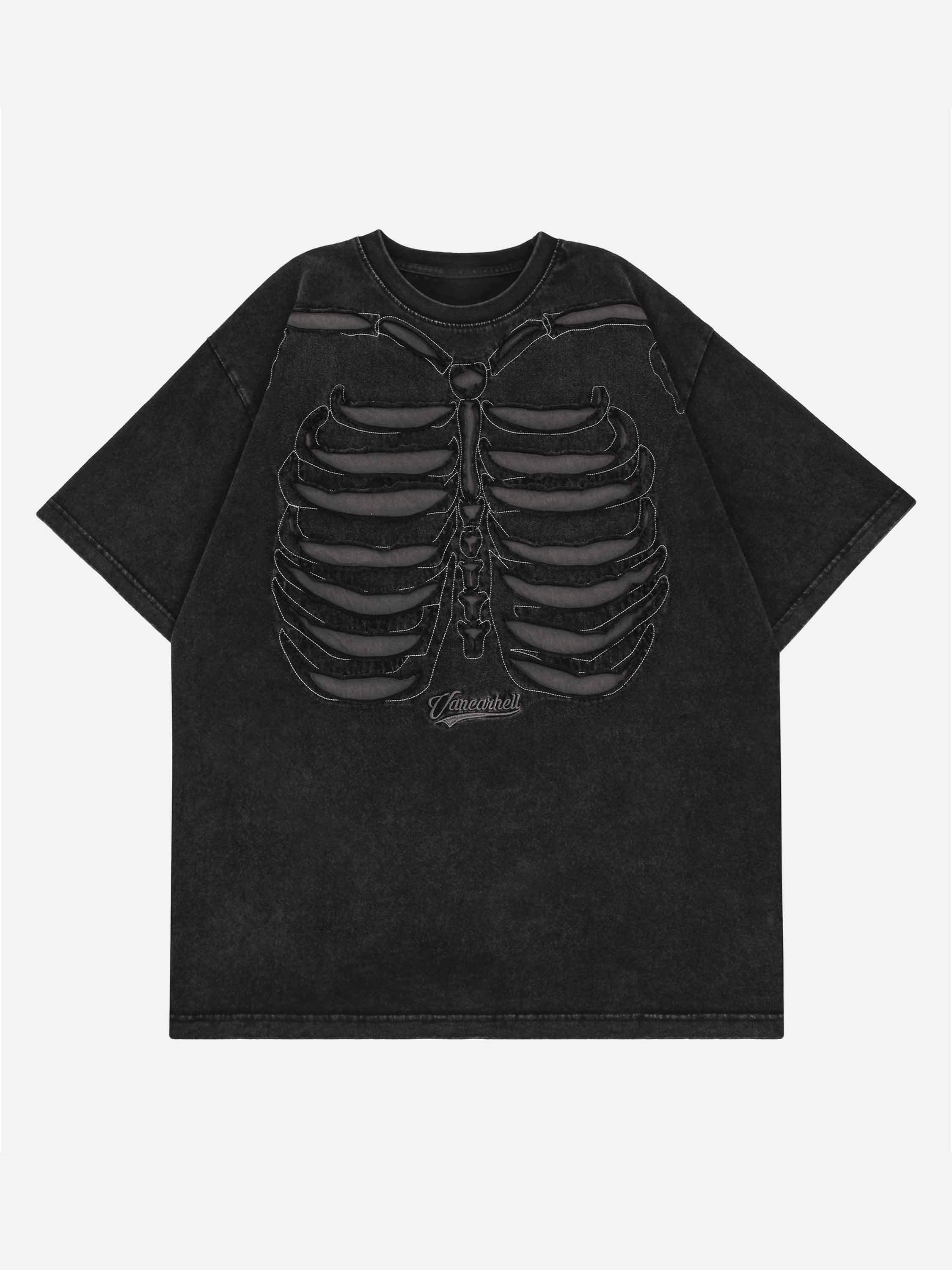 Disguisen American Street Dark Bones Washed Old Heavyweight Short-sleeved T-shirt