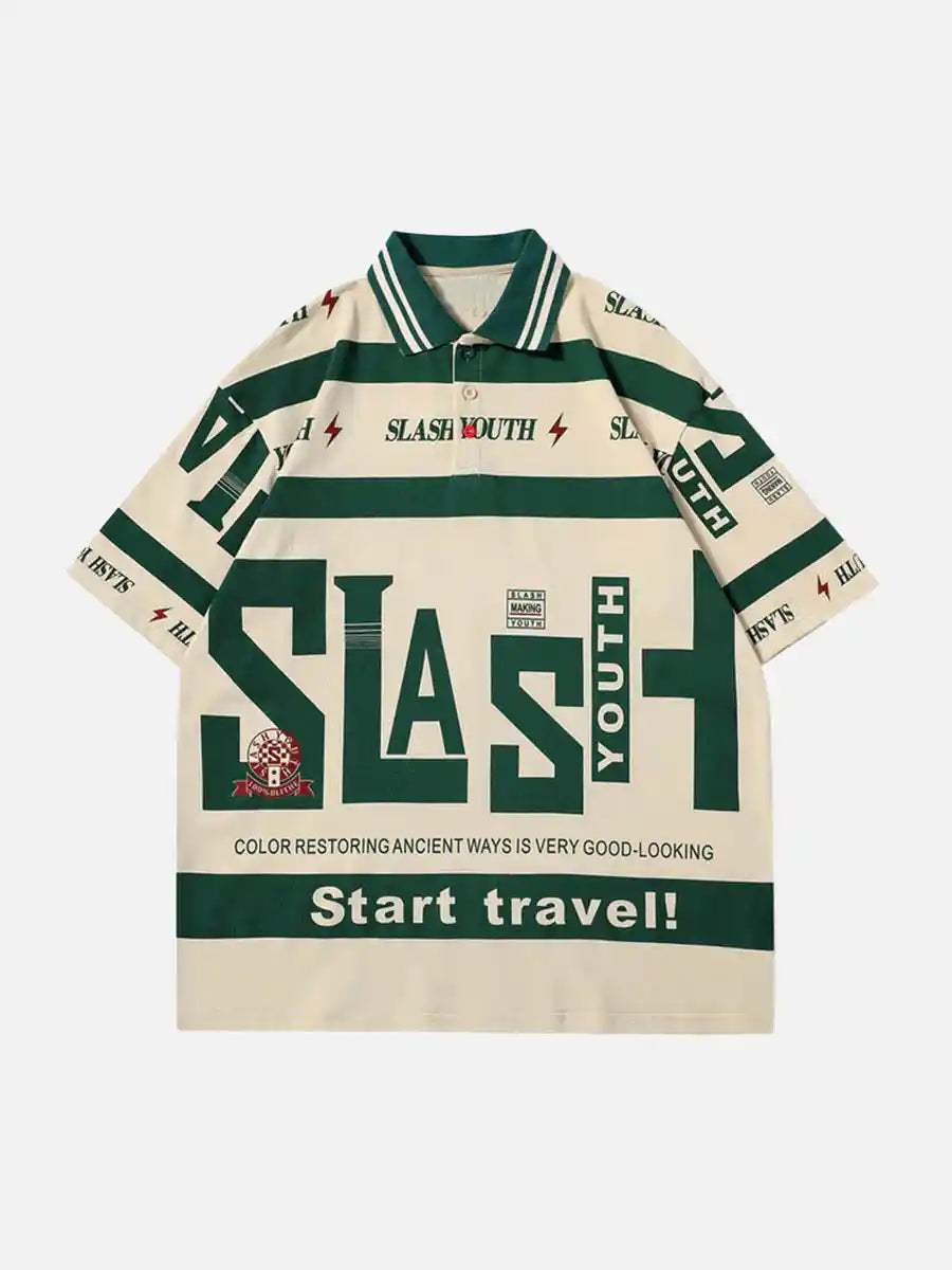 Disguisen Contrast Color Slash Polo Shirt