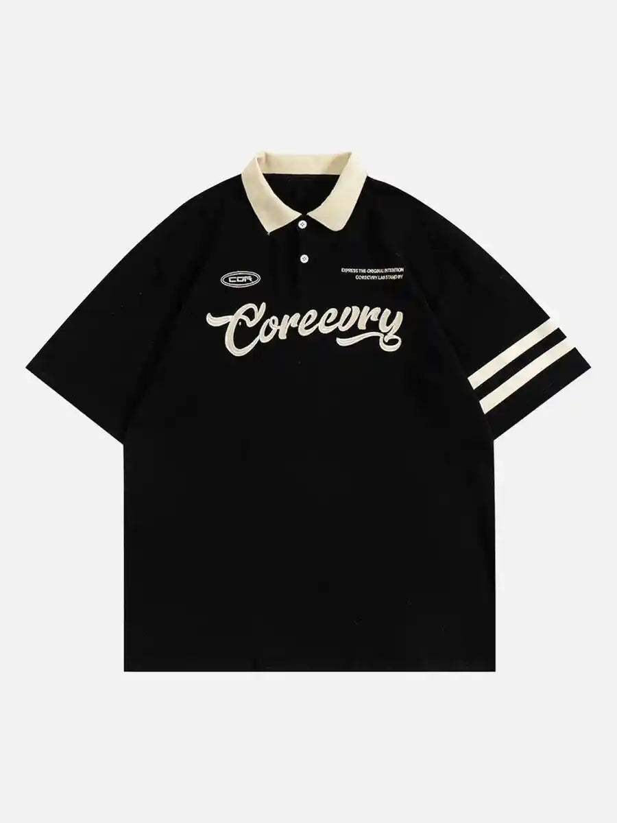 Disguisen Letter Embroidered Polo Shirt