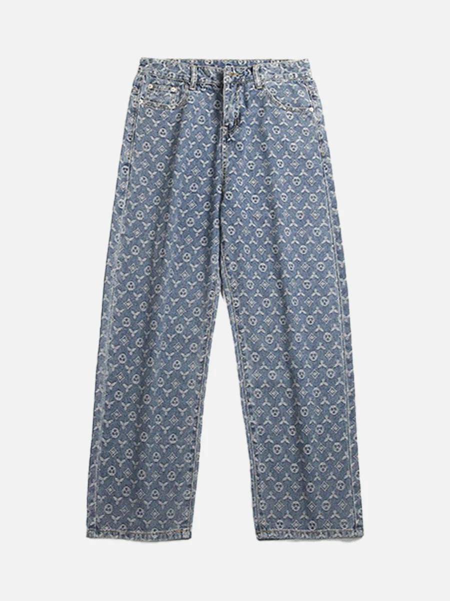 Disguisen Jacquard Baggy Denim Jeans-8866