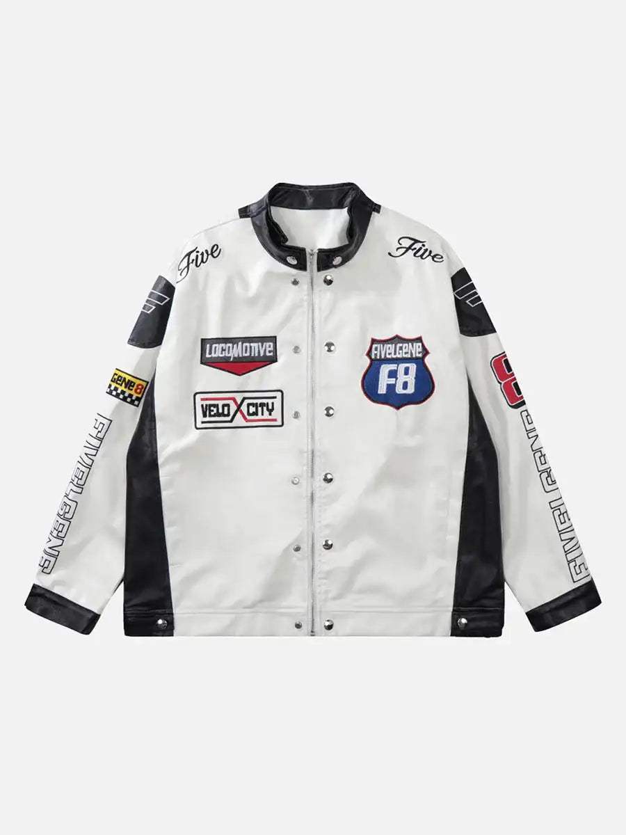 Disguisen Motorcycle PU Leather Stitching Racing Jacket-1086