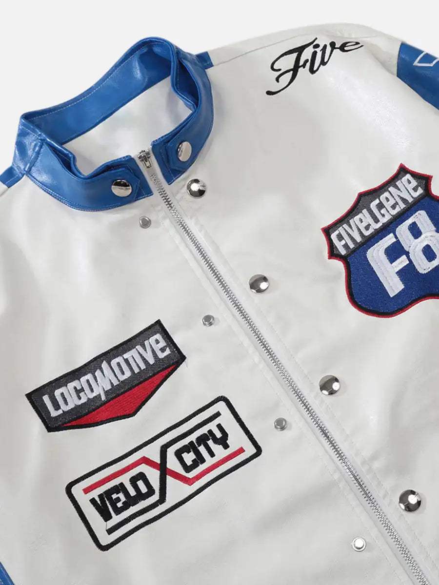 Disguisen Motorcycle PU Leather Stitching Racing Jacket-1086