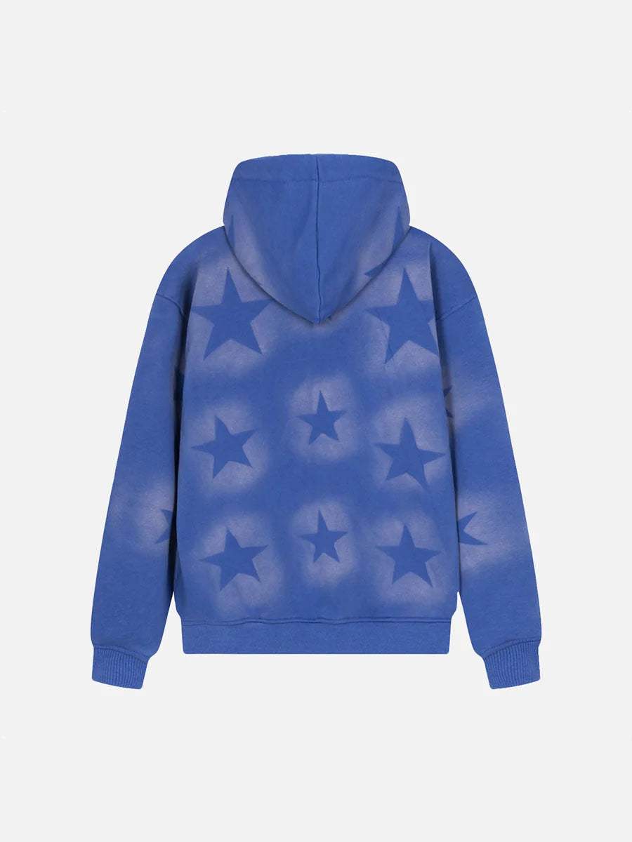 Disguisen Star Letter Print Zipper Hoodie