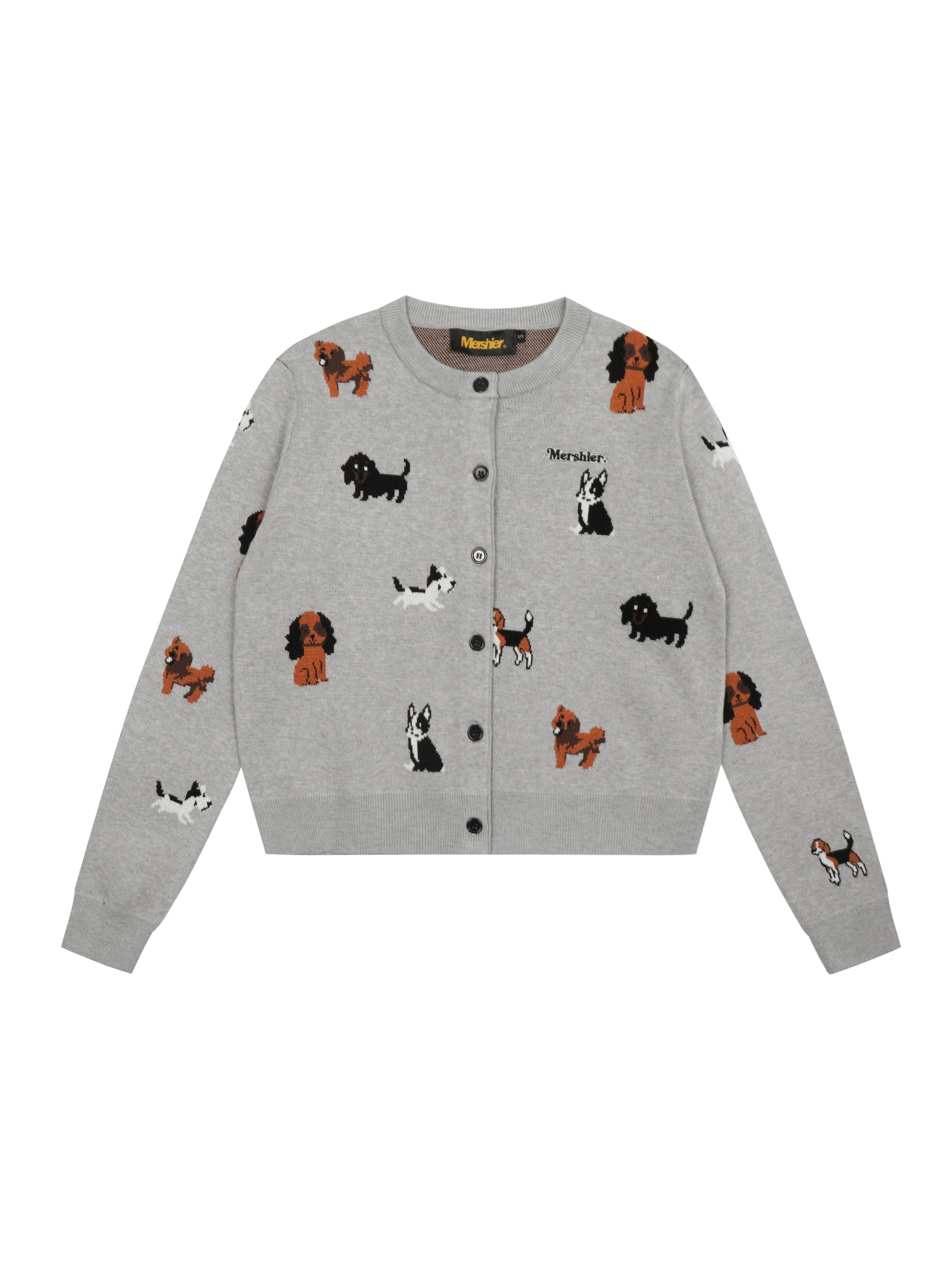 Vintage Puppy Embroidery Knit Cardigan