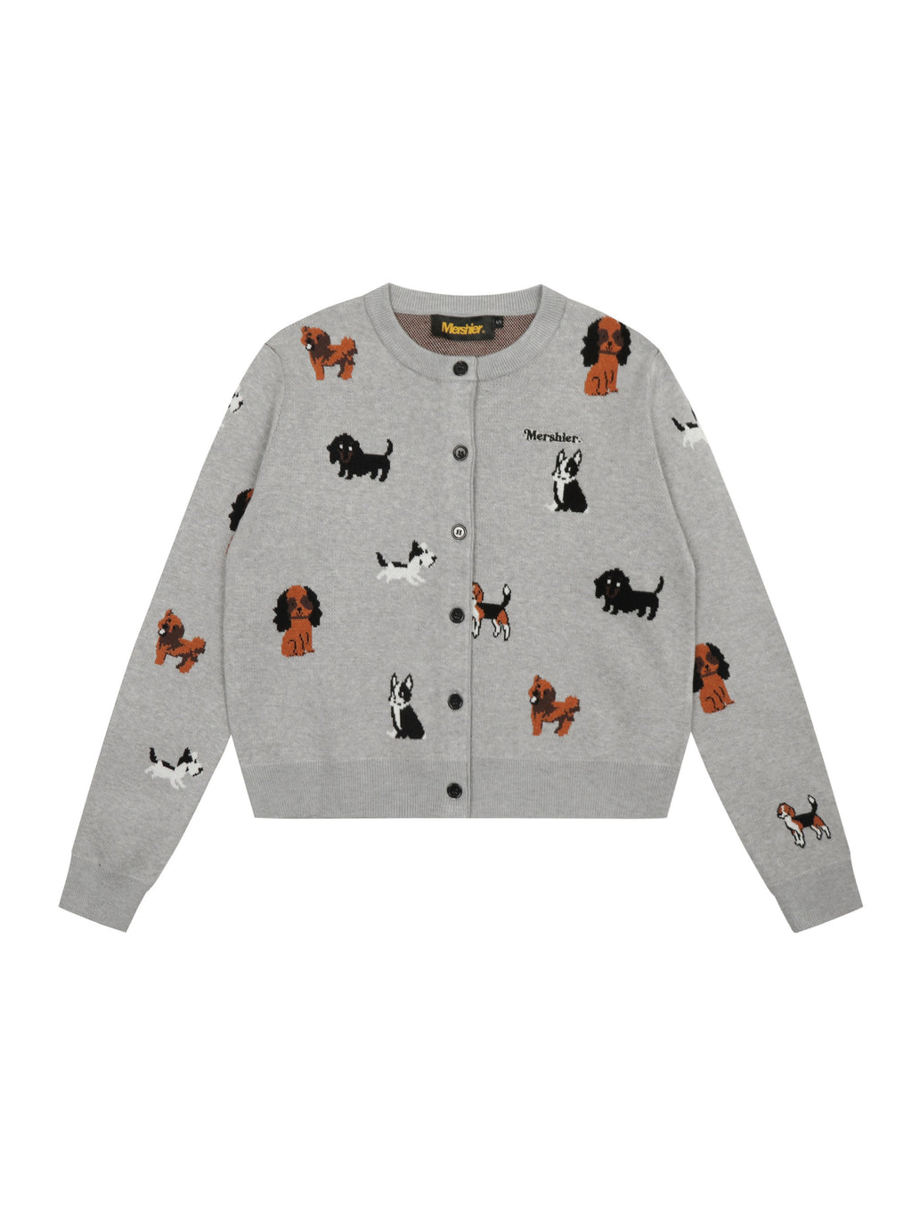 Vintage Puppy Embroidery Knit Cardigan