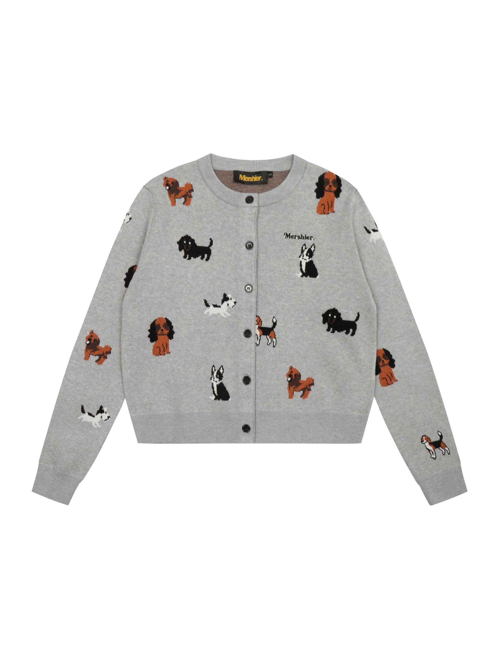 Vintage Puppy Embroidery Knit Cardigan