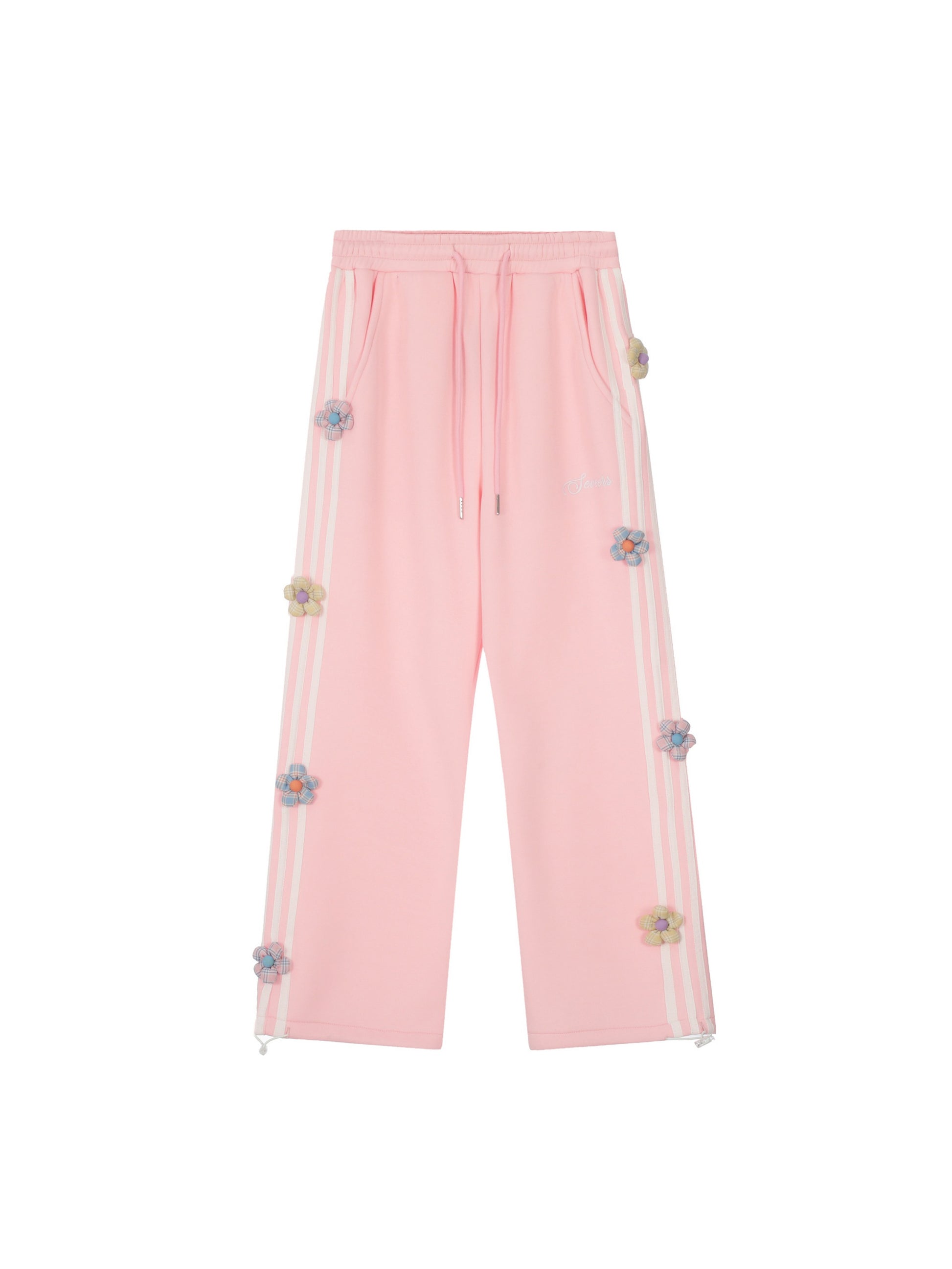 3D Flower Stripe Casual Pants