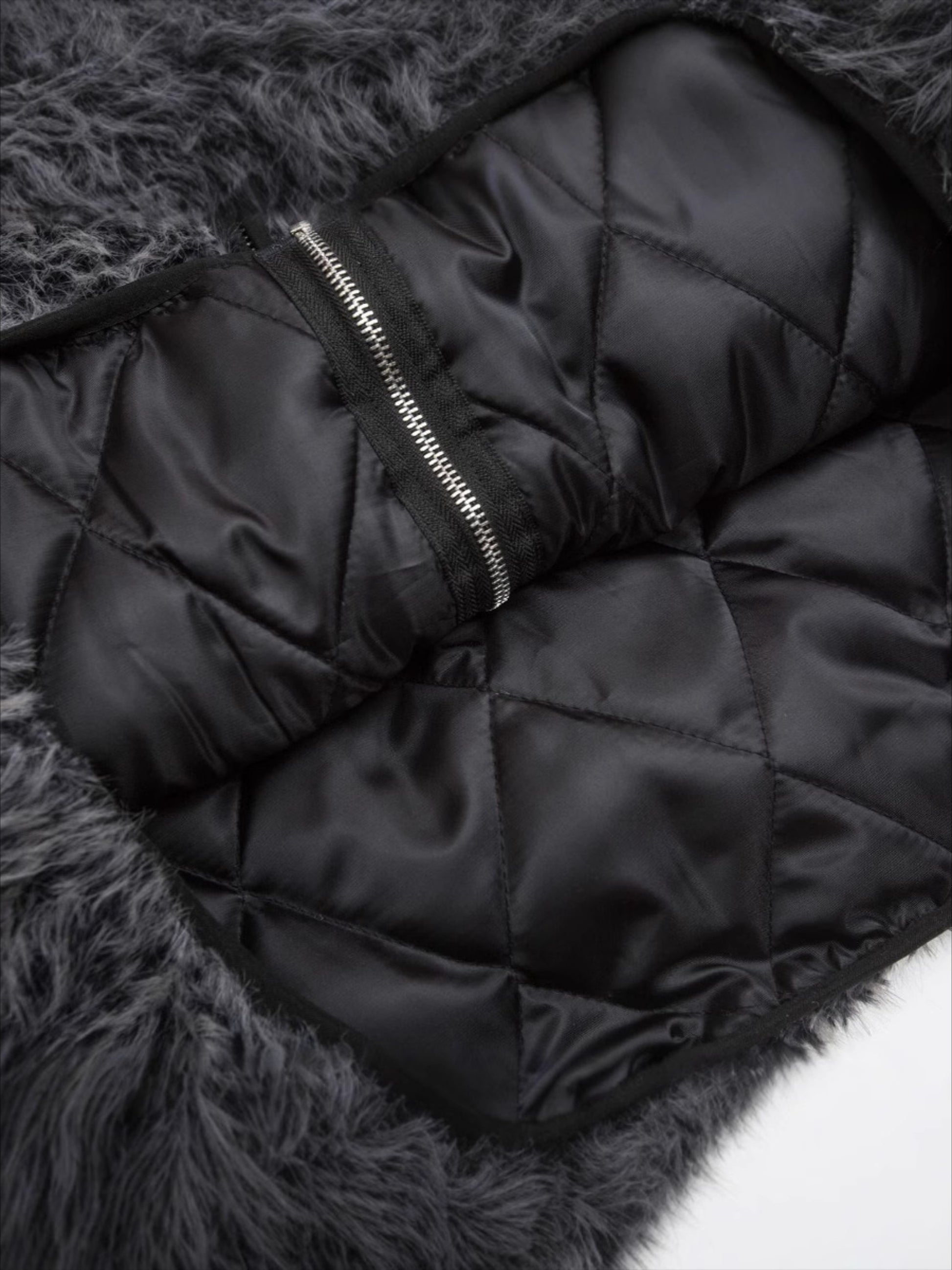 Fur Collar Plush Quilted Hooded Jacket