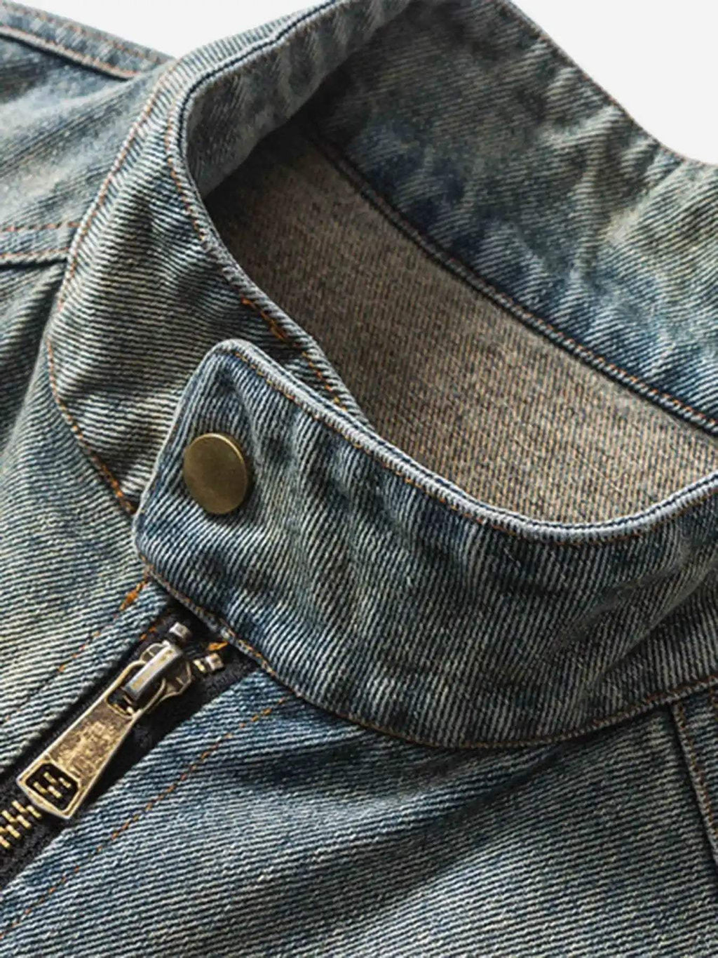 Disguisen Hip-hop Badge Embroidered Do-over Denim Jacket