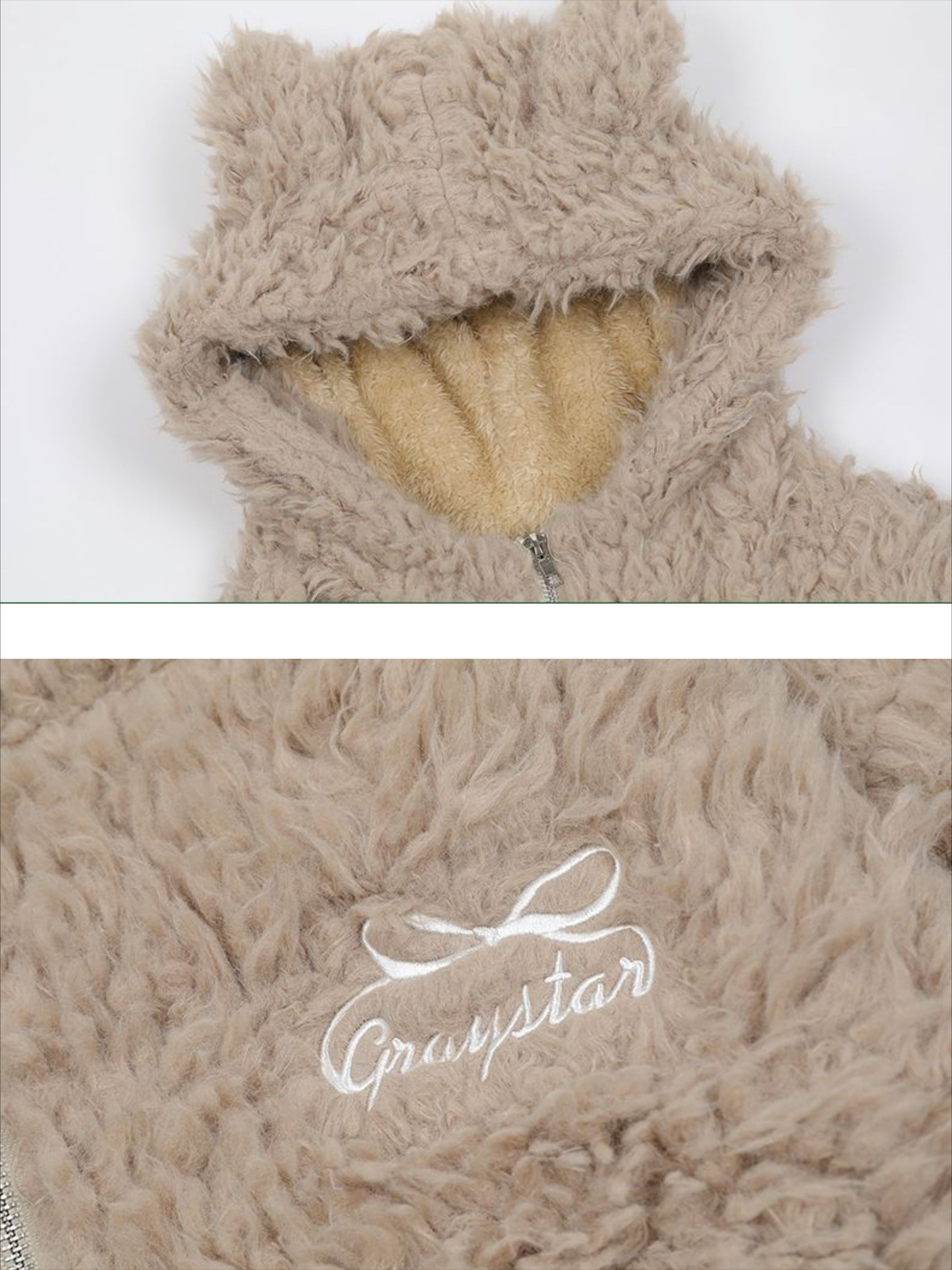 Warm and Twistable Rabbit Ears Lamb Wool Coat