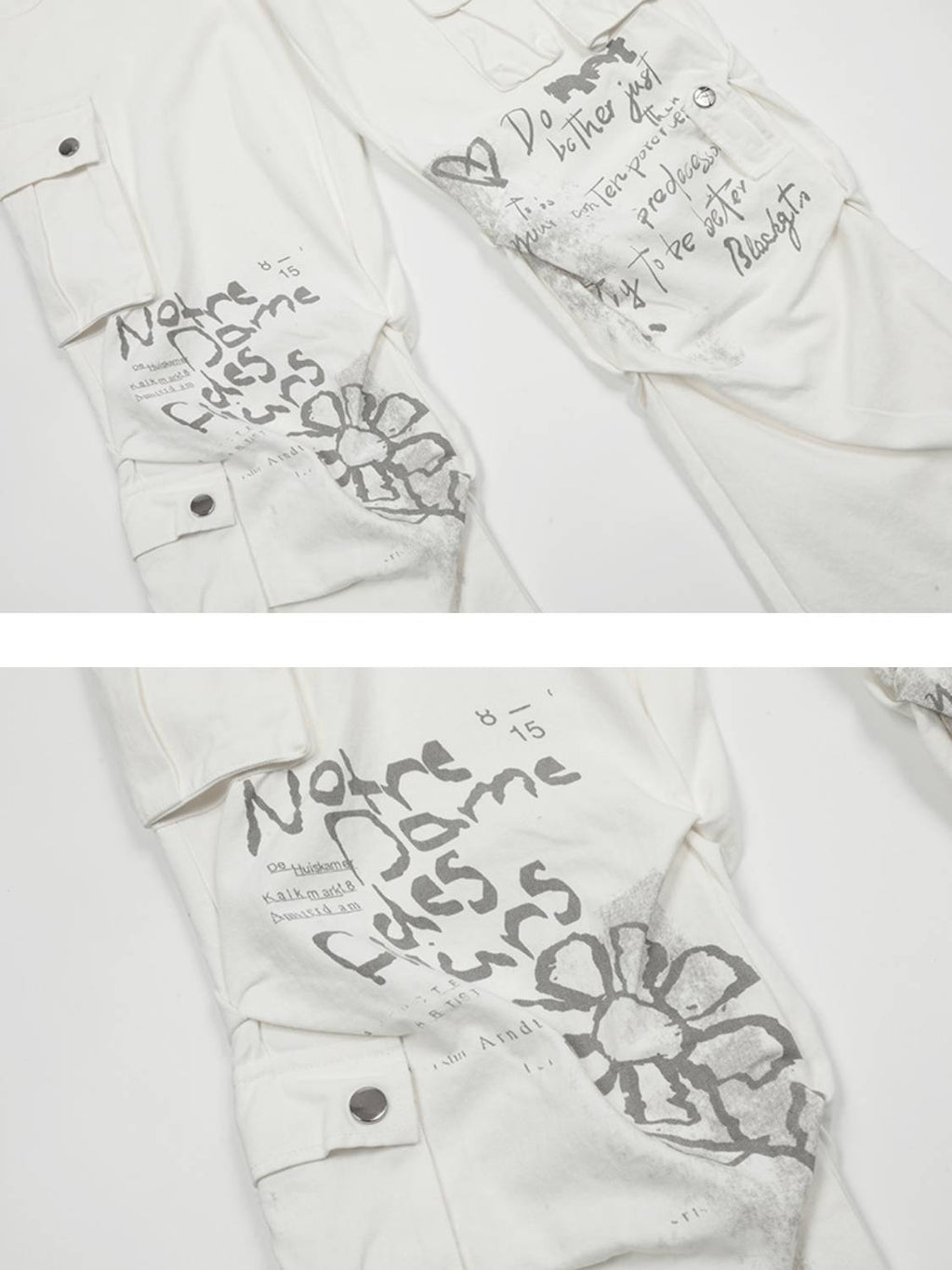 Vintage Water-Slurry Print Cargo Pants