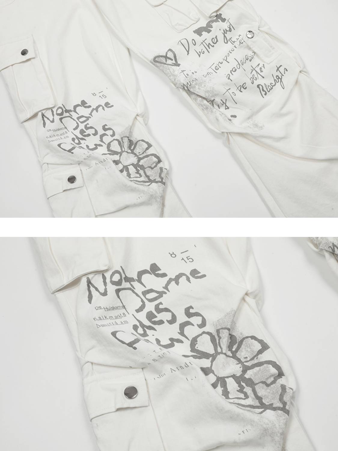 Vintage Water-Slurry Print Cargo Pants