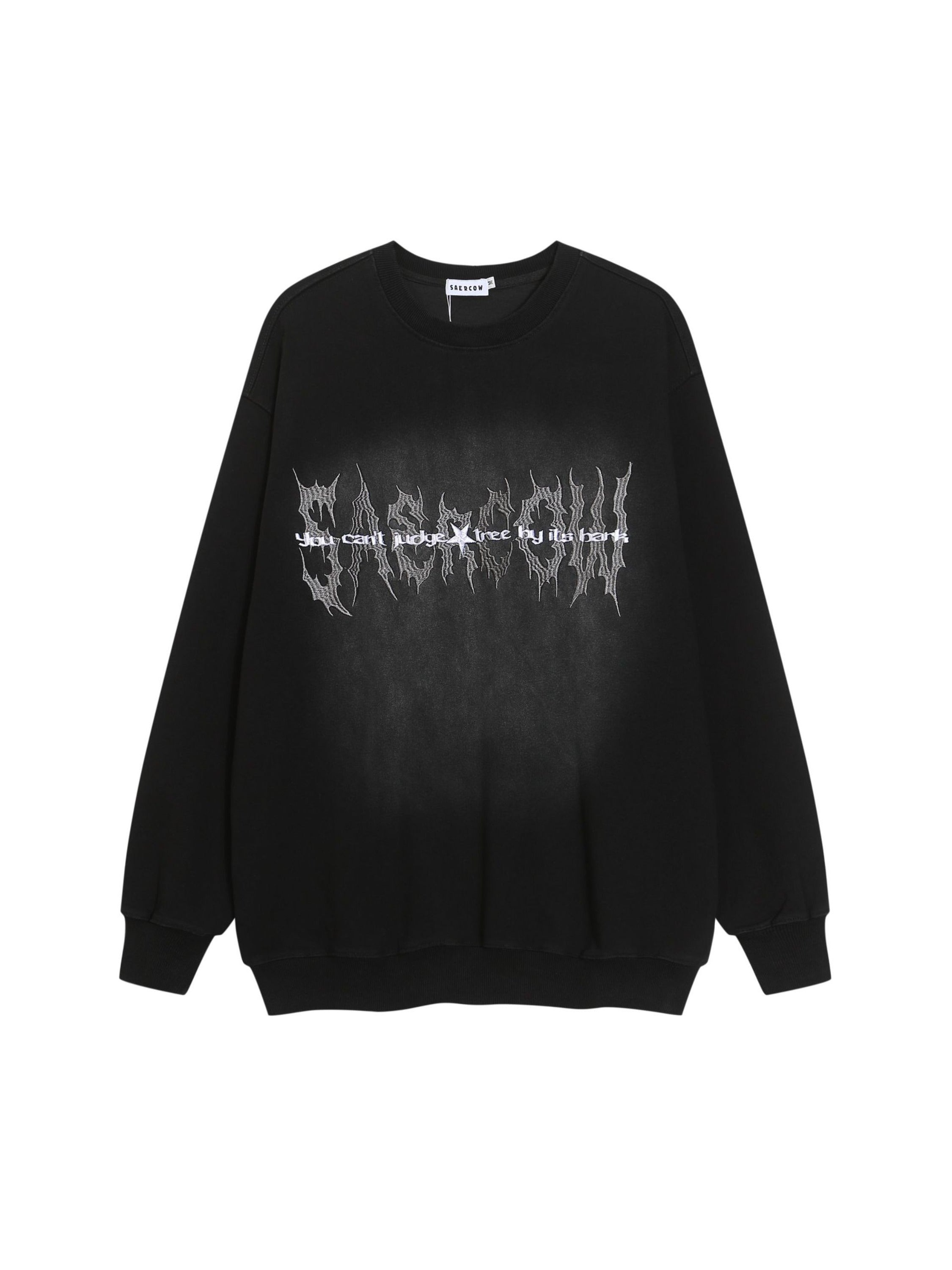 Vintage Dark-themed Washed Print Sweatshirt