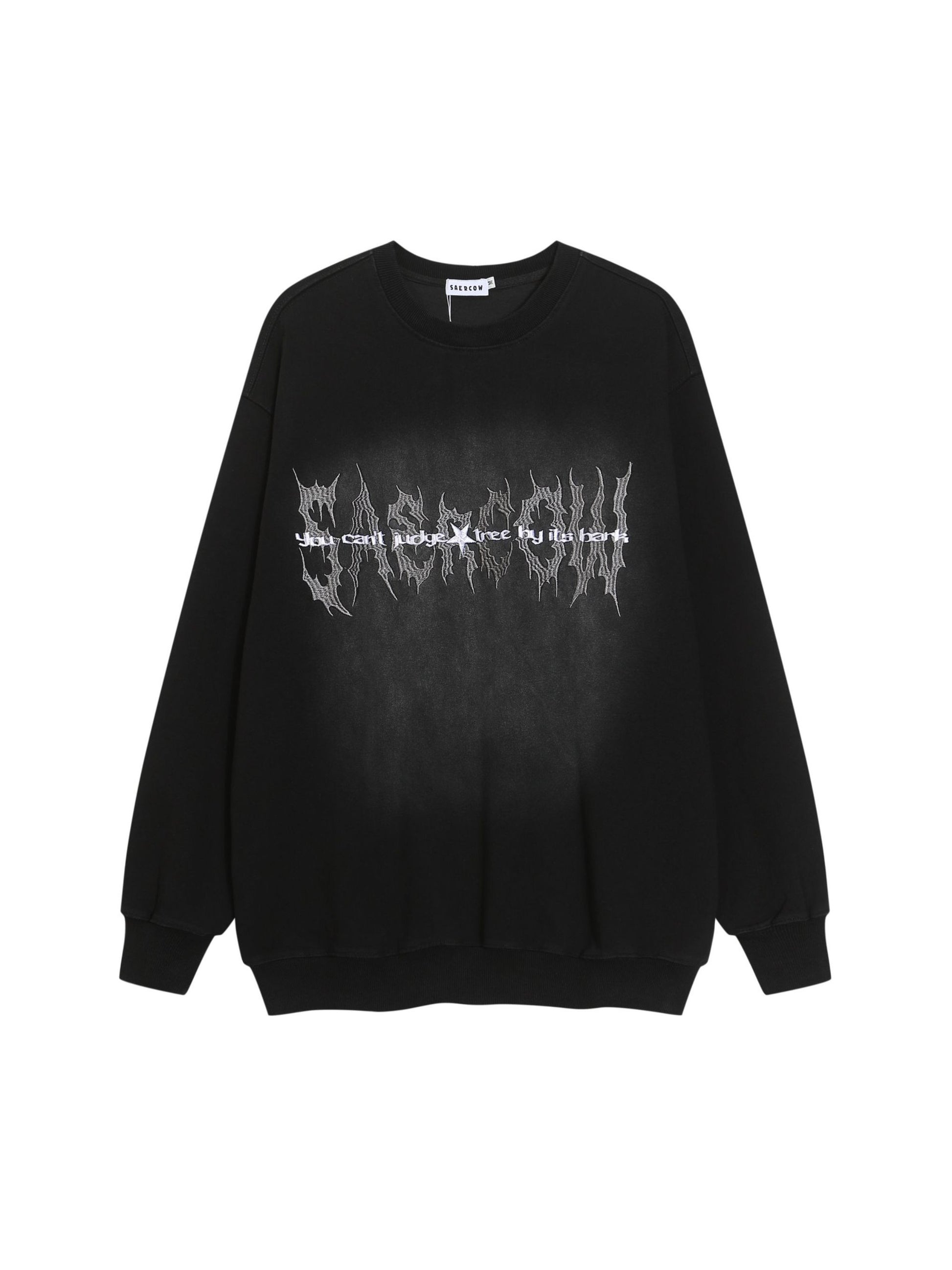 Vintage Dark-themed Washed Print Sweatshirt