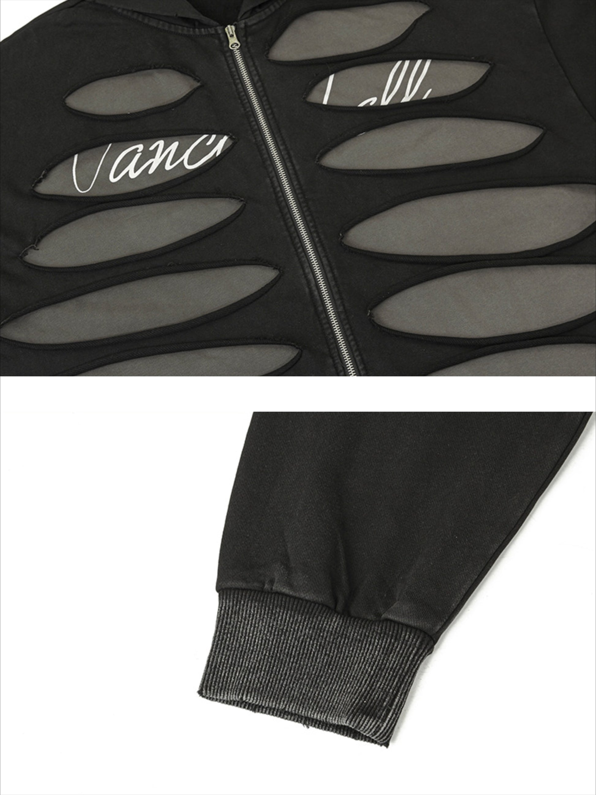Hollow Hole Zipper Hoodie