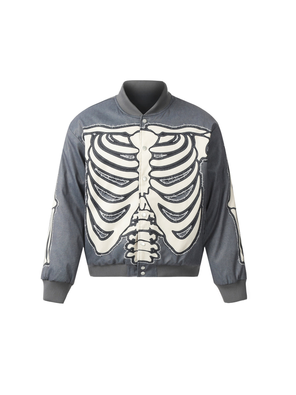 Vinatge Skull Skeleton Print Baseball Uniform Coat