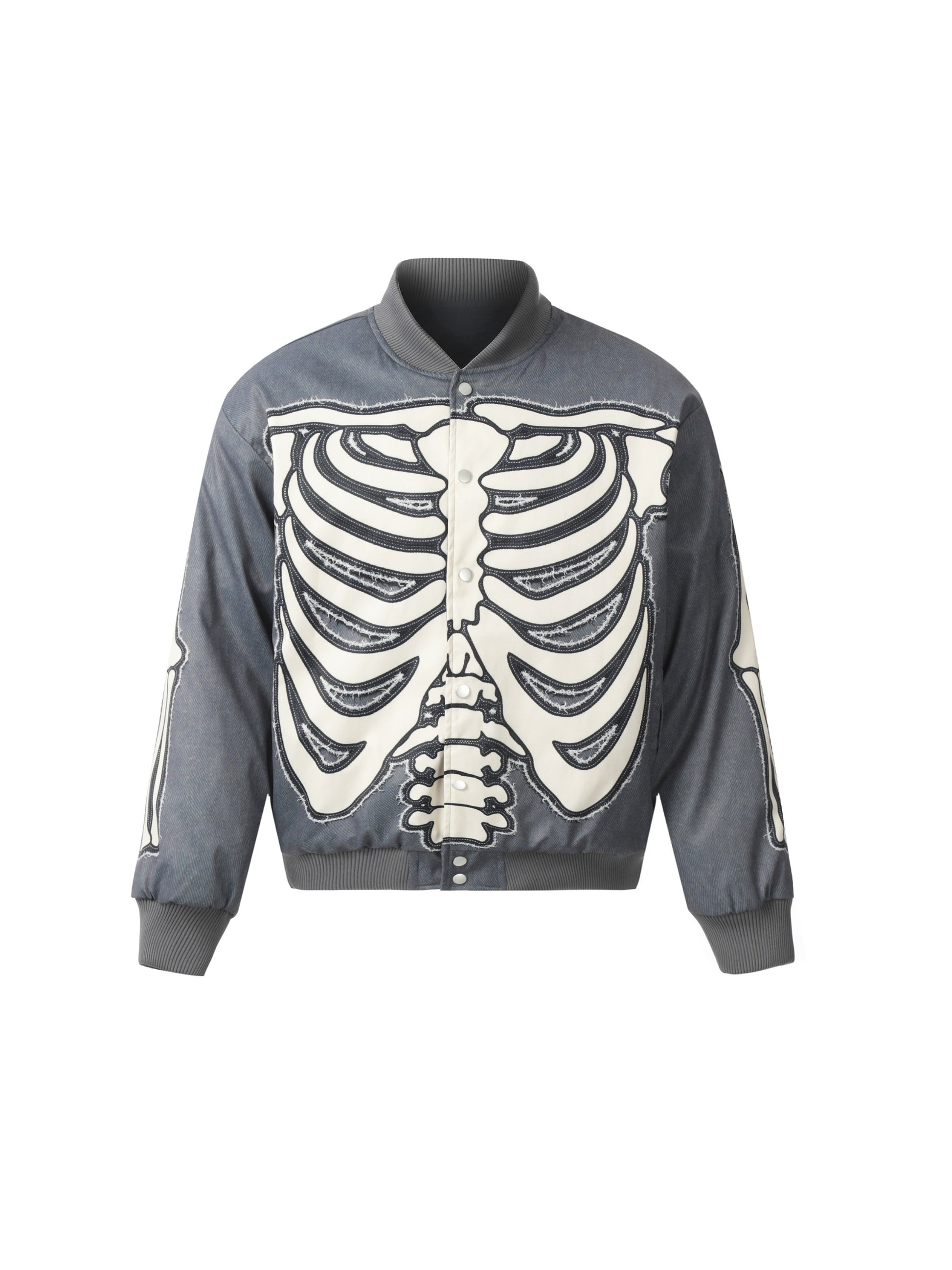 Vinatge Skull Skeleton Print Baseball Uniform Coat