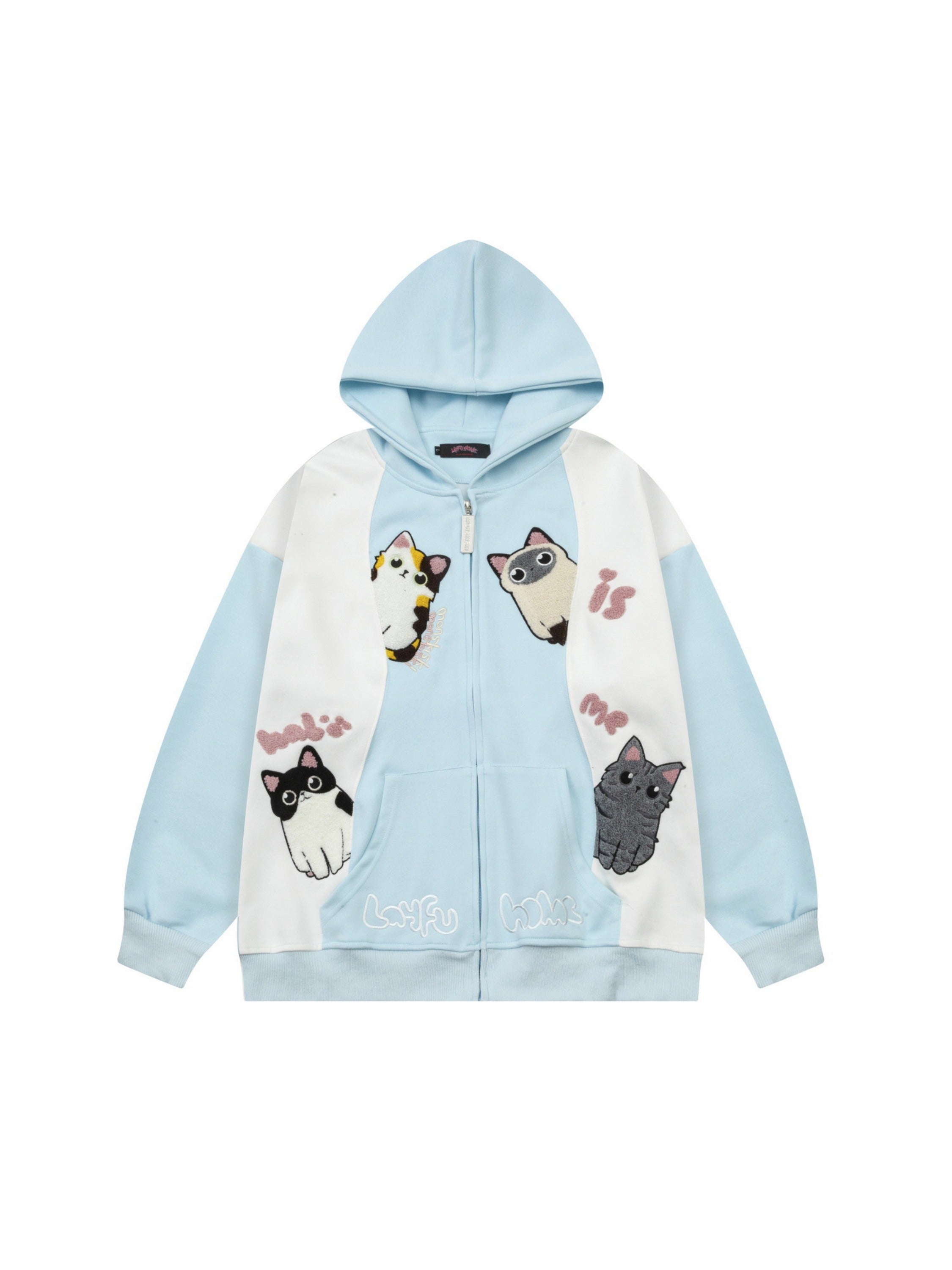 Cat Contrast Color Hoodie