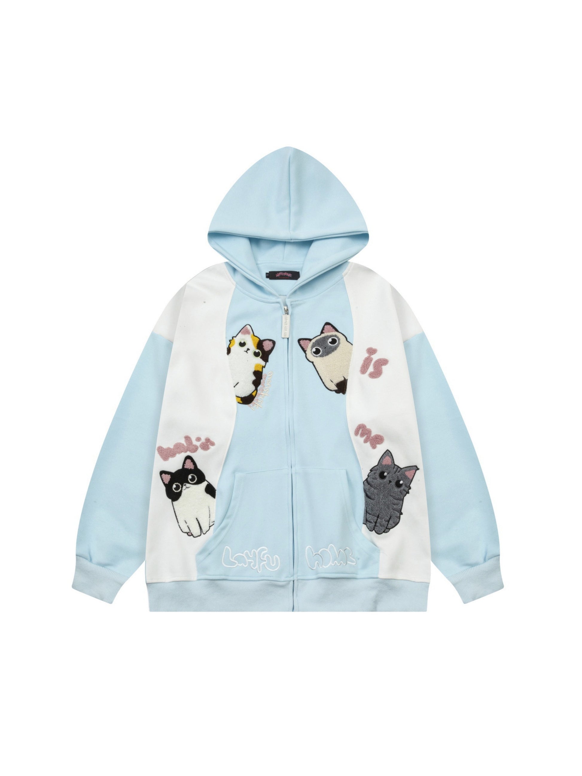 Cat Contrast Color Hoodie