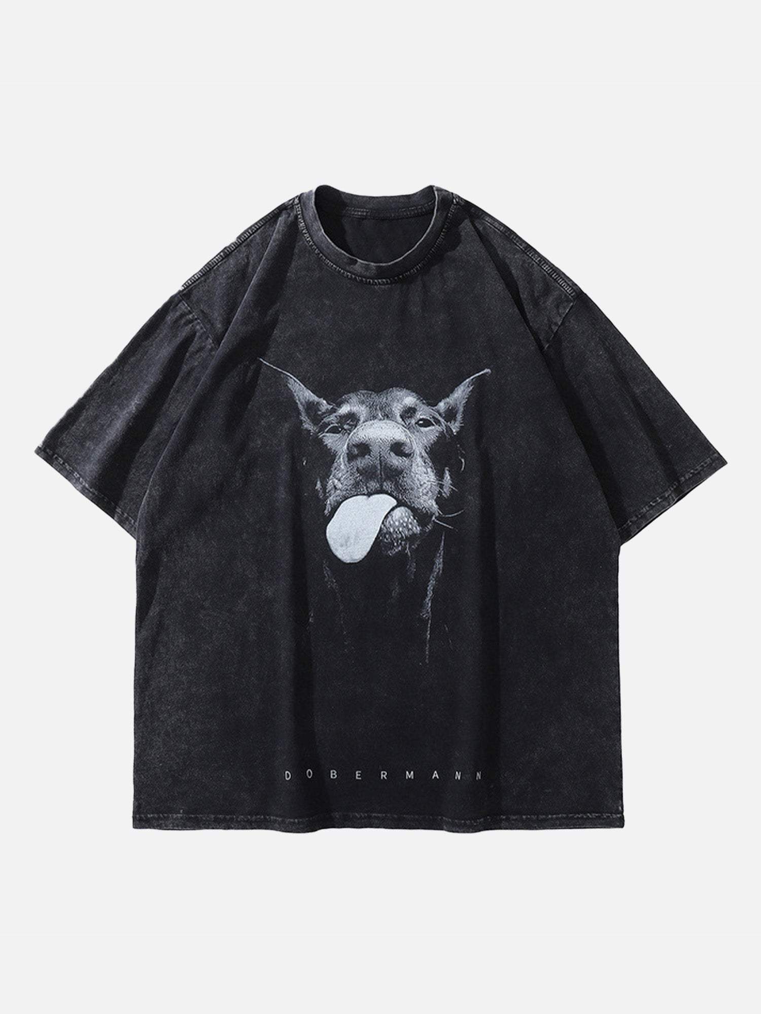 Disguisen Retro Hip-hop Doberman Print T-shirt