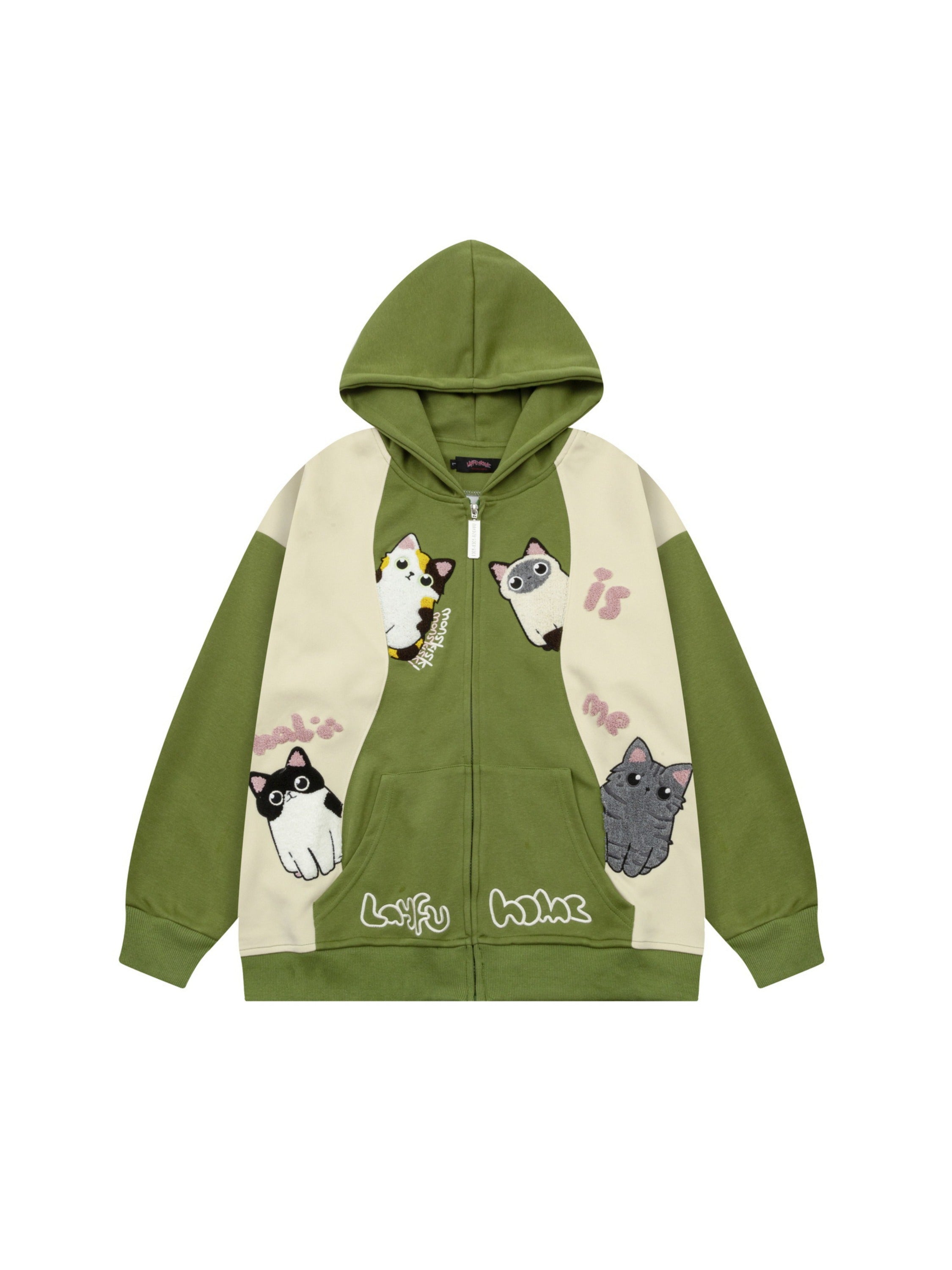 Cat Contrast Color Hoodie