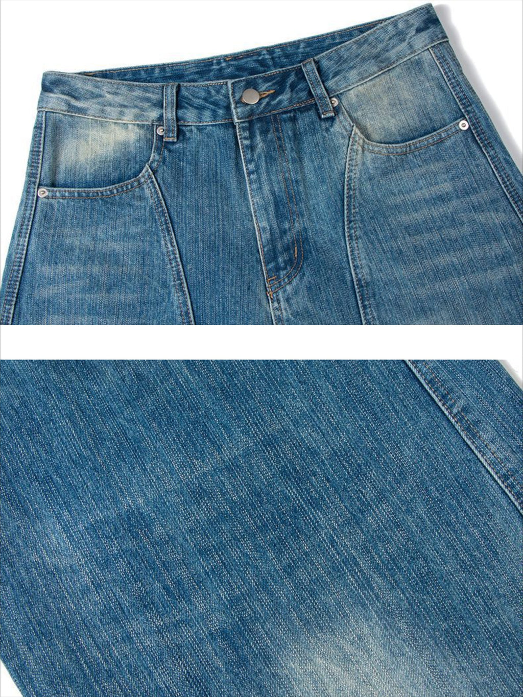 Vintage Distressed Curved Silhouette Jeans