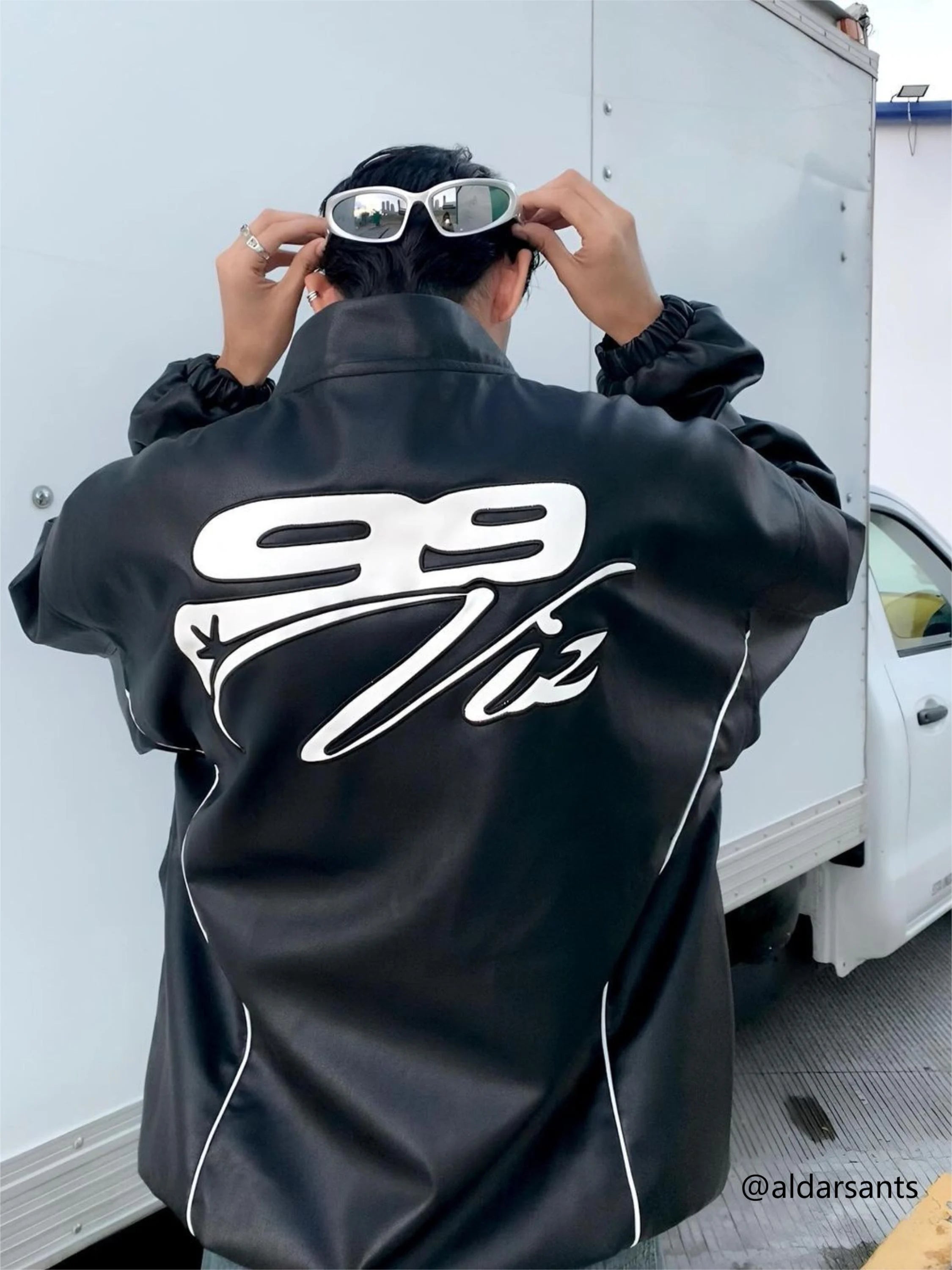 Disguisen Hip-Hop Street Style Stitching Pu Motorcycle Jacket