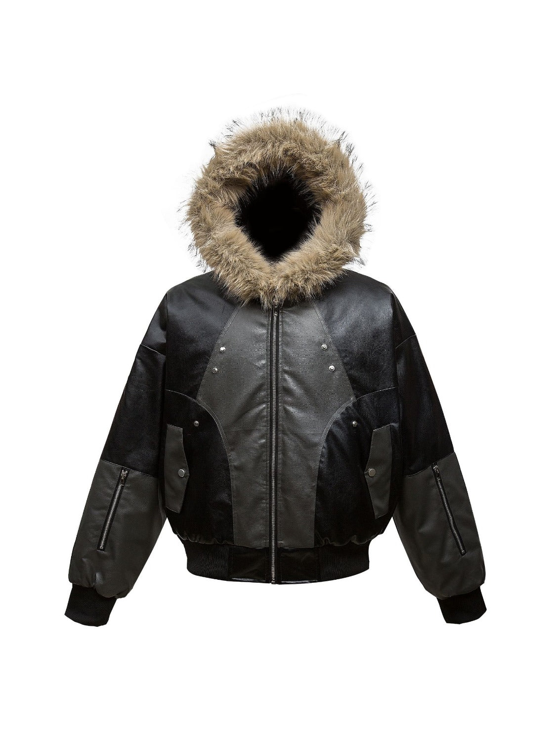 High Street Motorcycle Style Assemble Collision Color Jacket