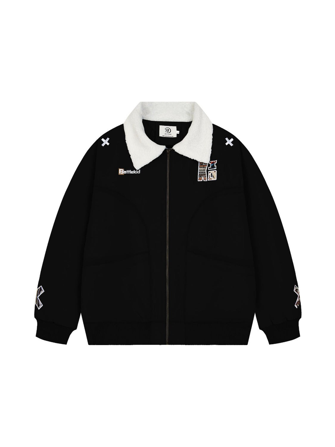 Splicing Embroidery Lamb Wool Flight Jacket
