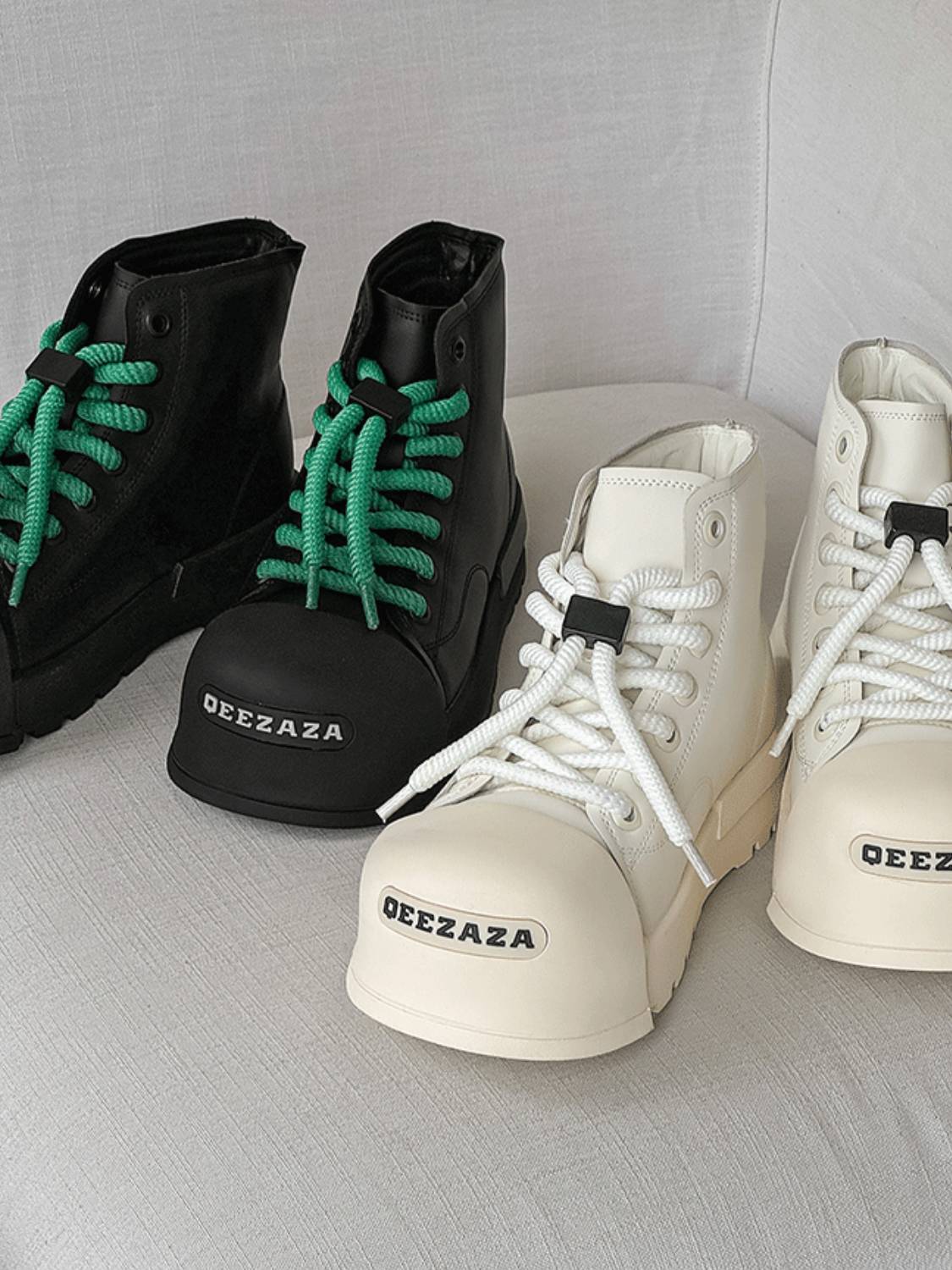 Big Toe Leather Patchwork High Top Shoes