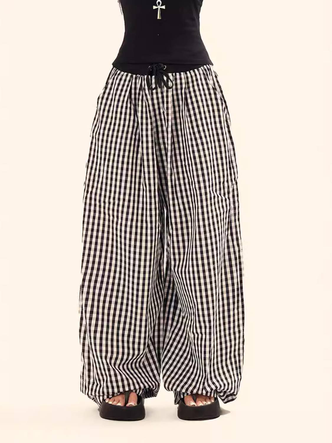 Baggy Patchwork Plaid Sweatpants