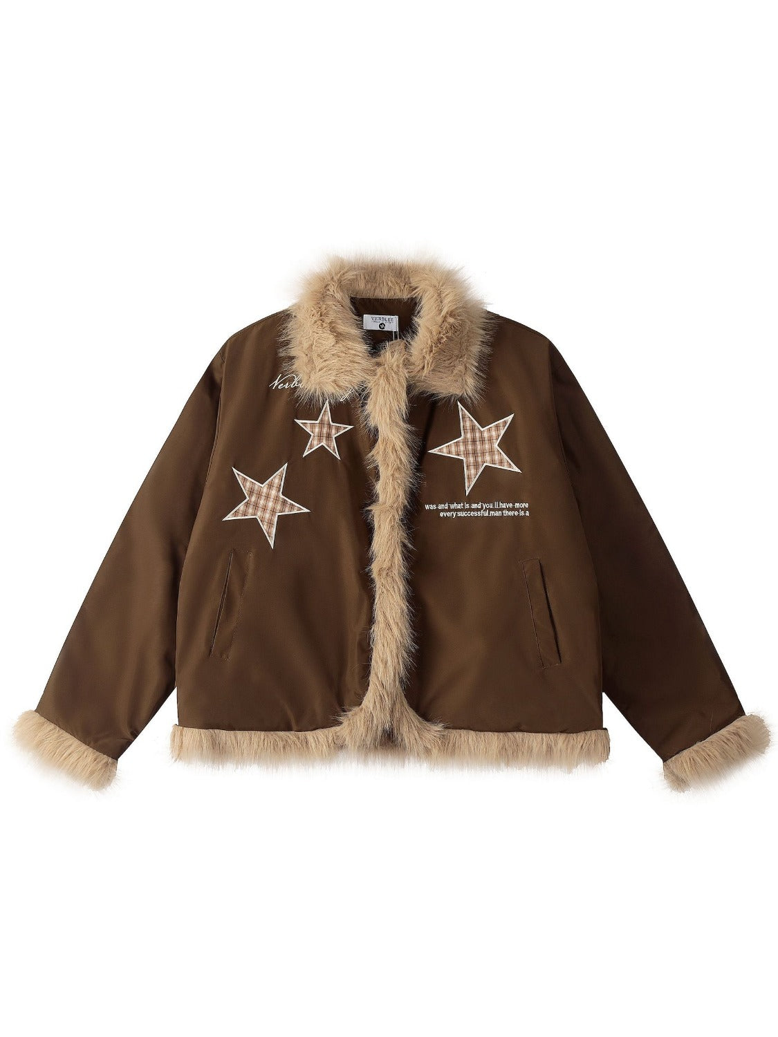 Vintage Unified Hair Embroidery Star Thickened Coat