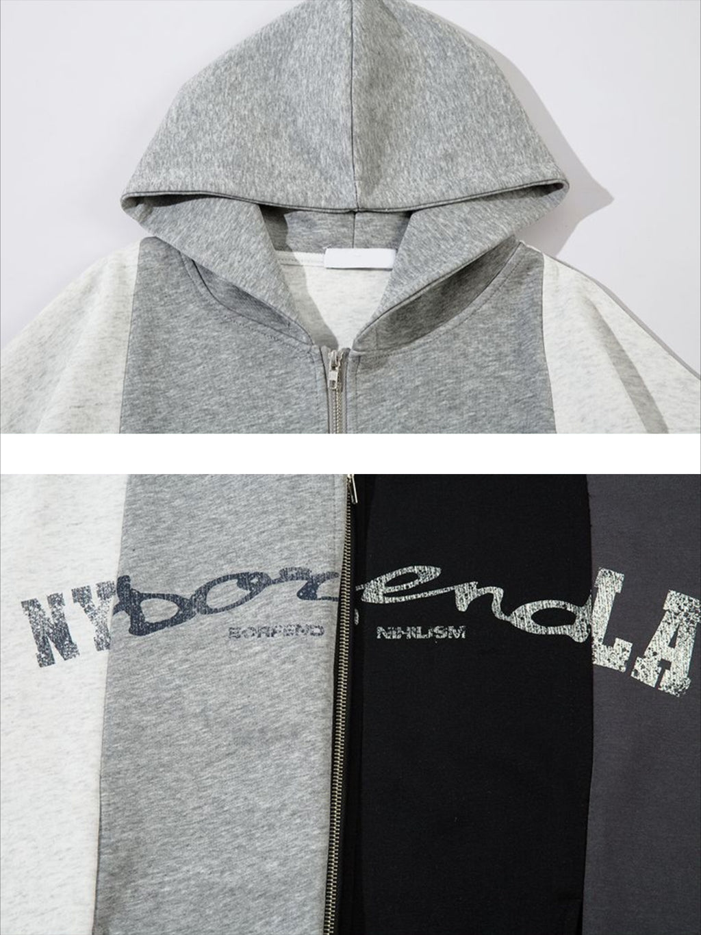 Academic Style Assembled Color Blocking Hoodie
