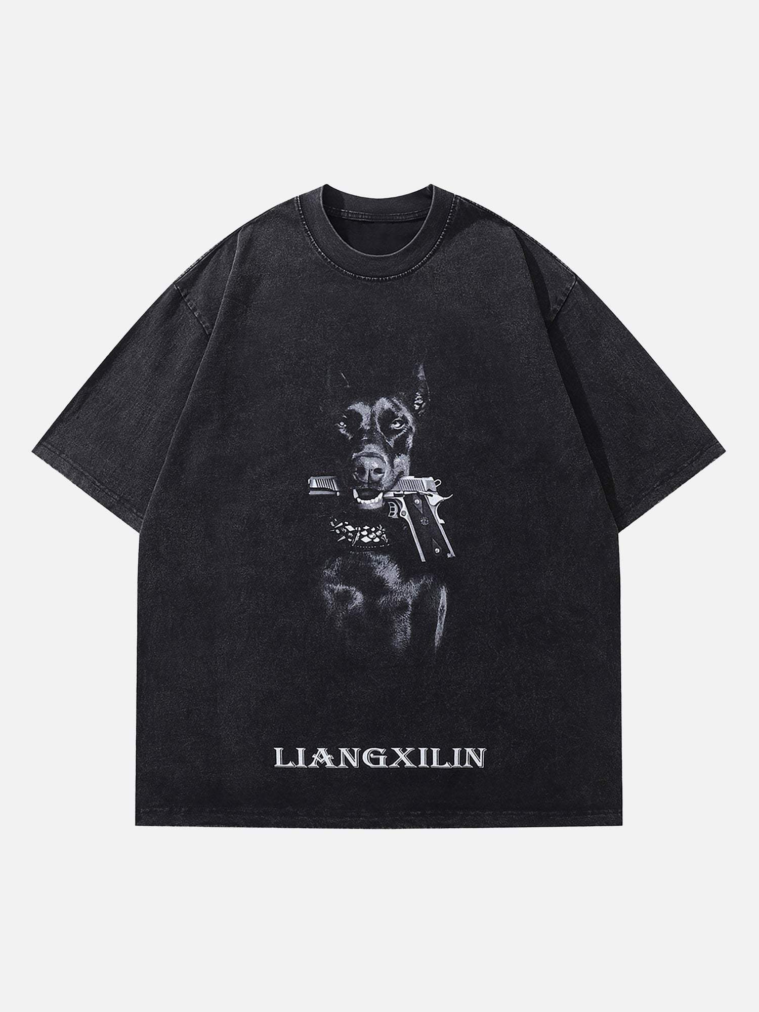 Disguisen American High Street Washed And Distressed Doberman Pinscher T-shirt