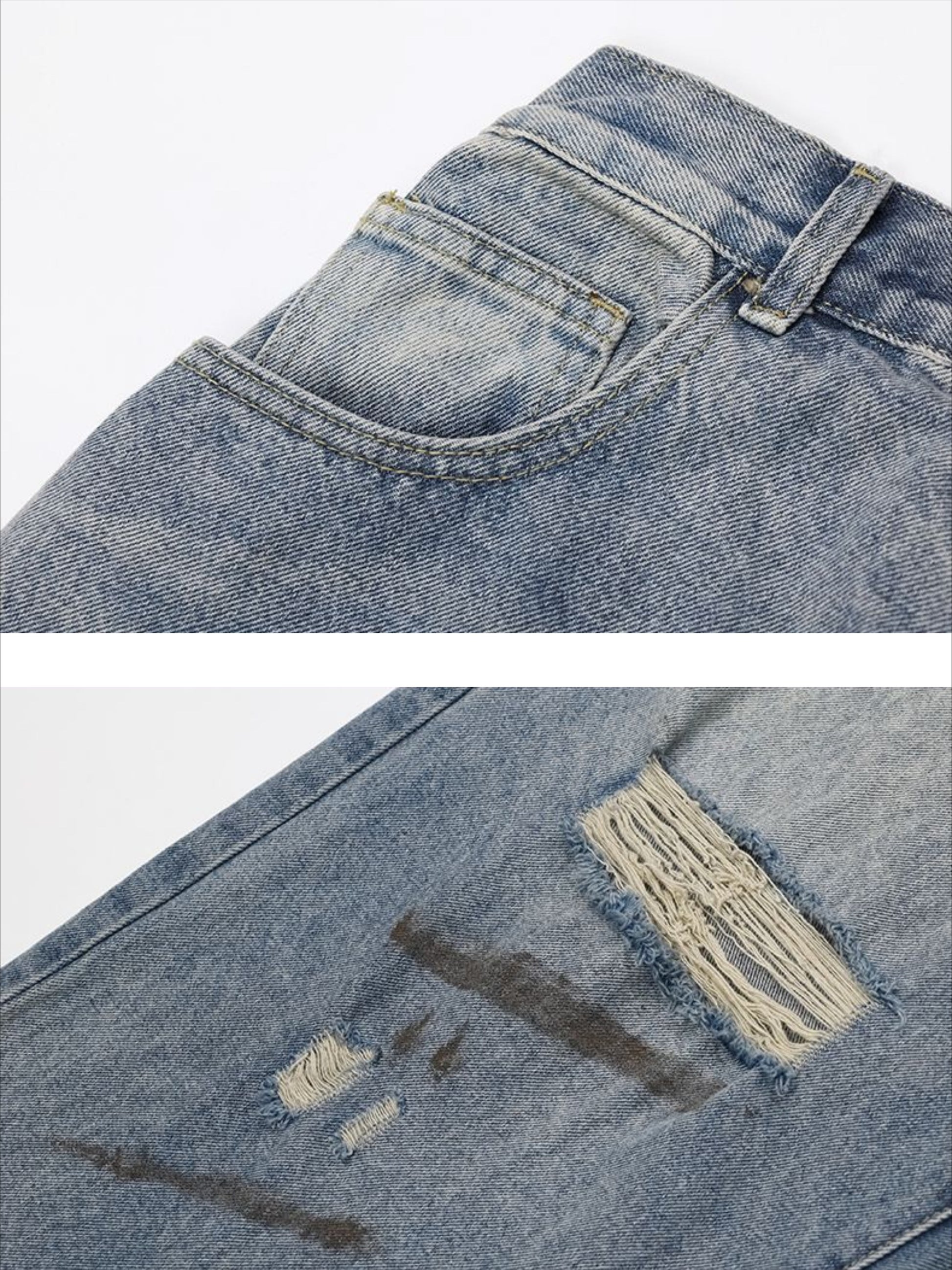Reverse Pocket Ripped Jeans