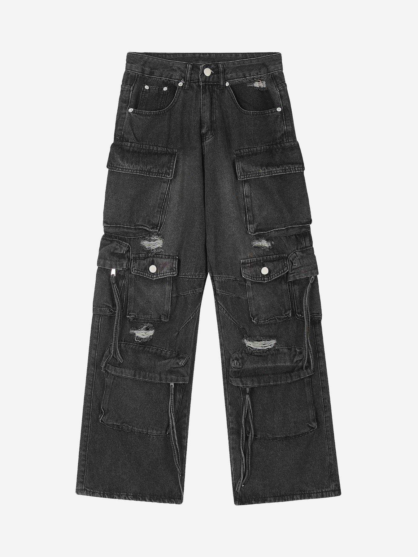 Disguisen Washed Multi-pocket Work Cargo Jeans