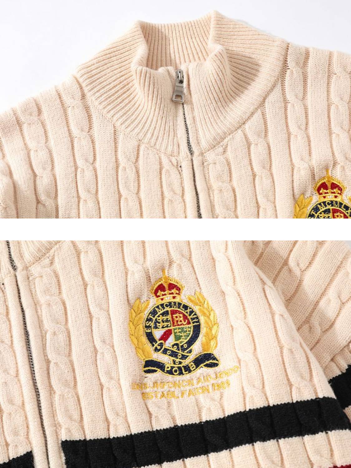 Vintage Embroidery Collision Color Leisure Sweater