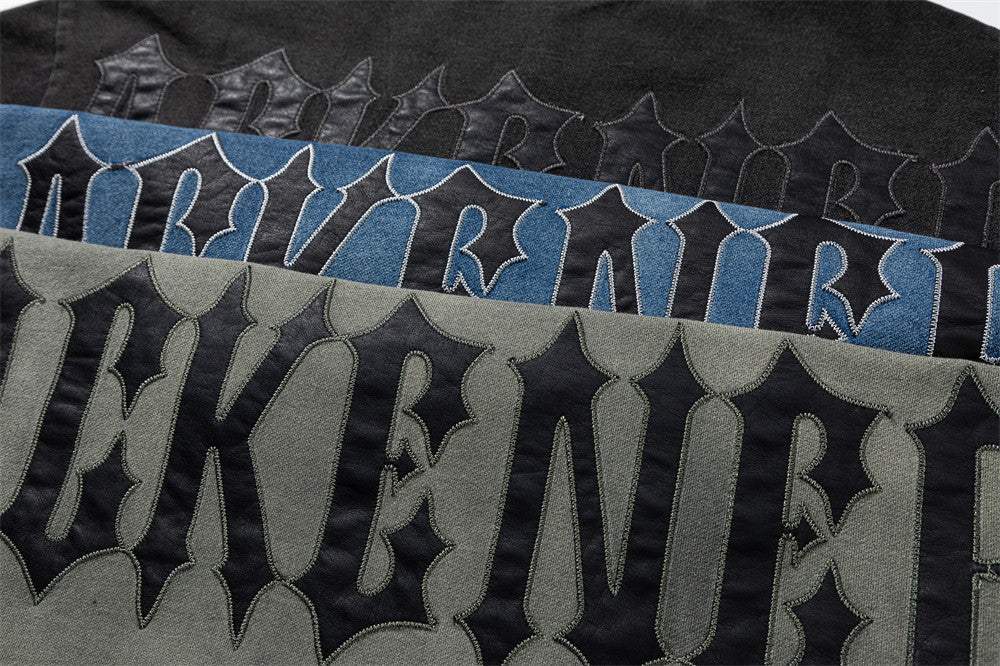 Disguisen Tie-dye Gradient Letter Embroidery T-shirt