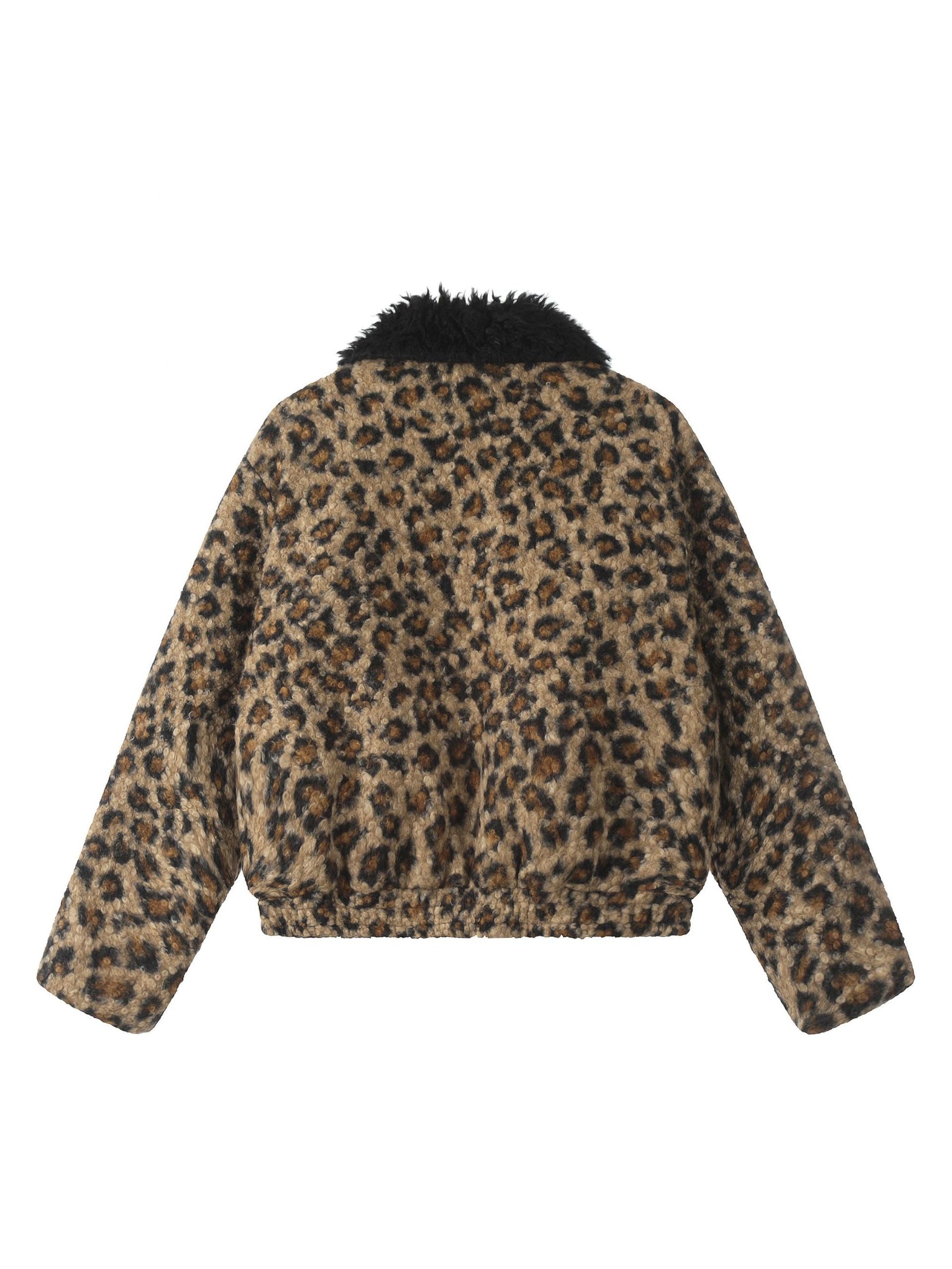 Vinatge Leopard Short Plus Fleece coat