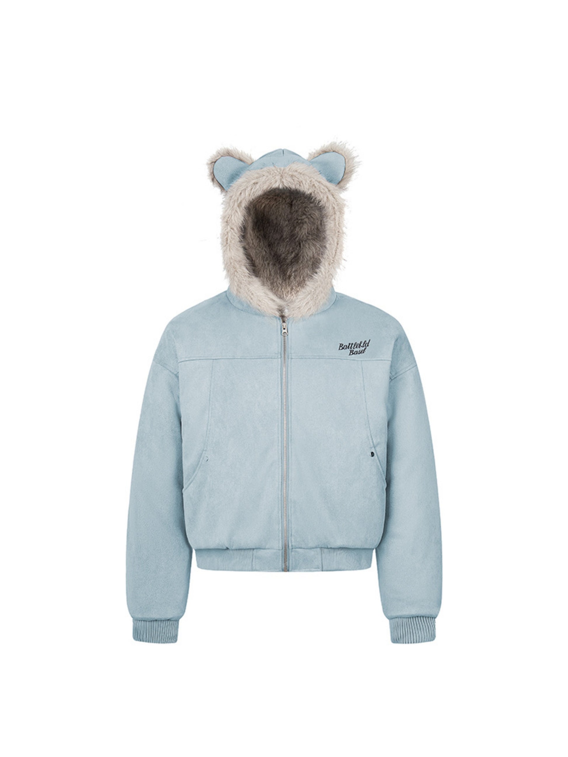 Fur Collar Suede Padded Hooded Jacket