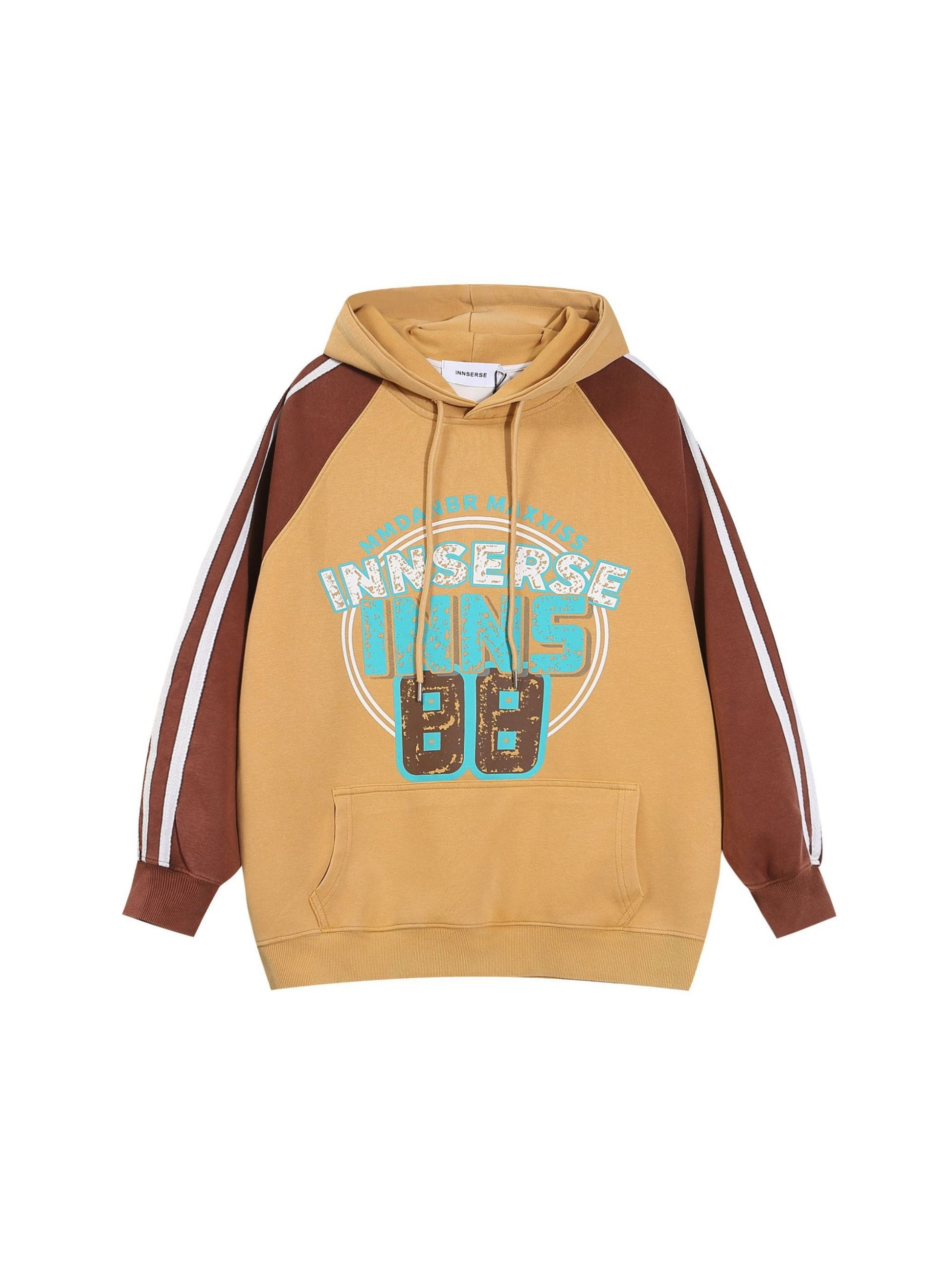 Vintage Contrast Color Panel Hoodie